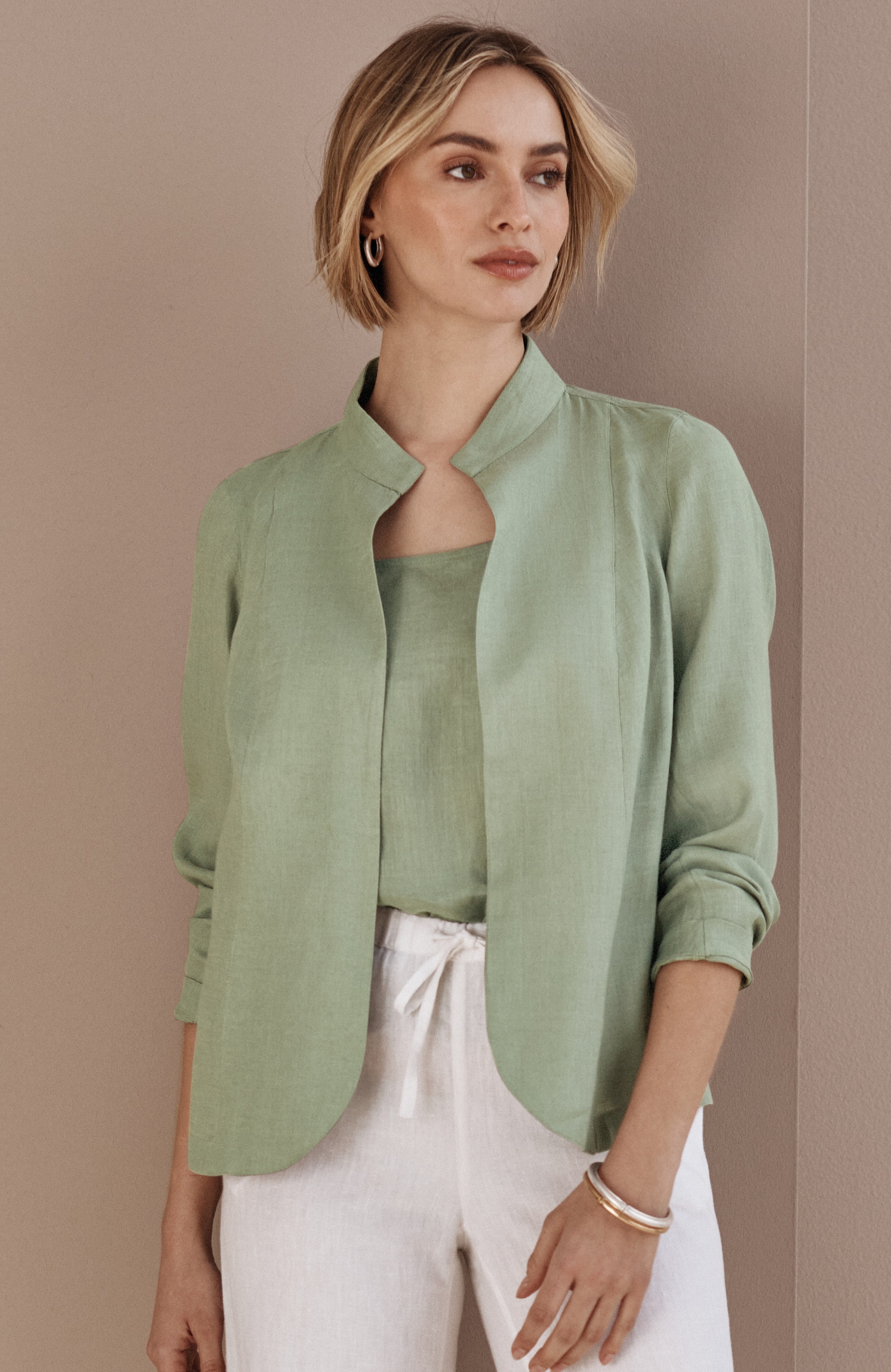 Tissue Linen Open-Front Jacket | JJill