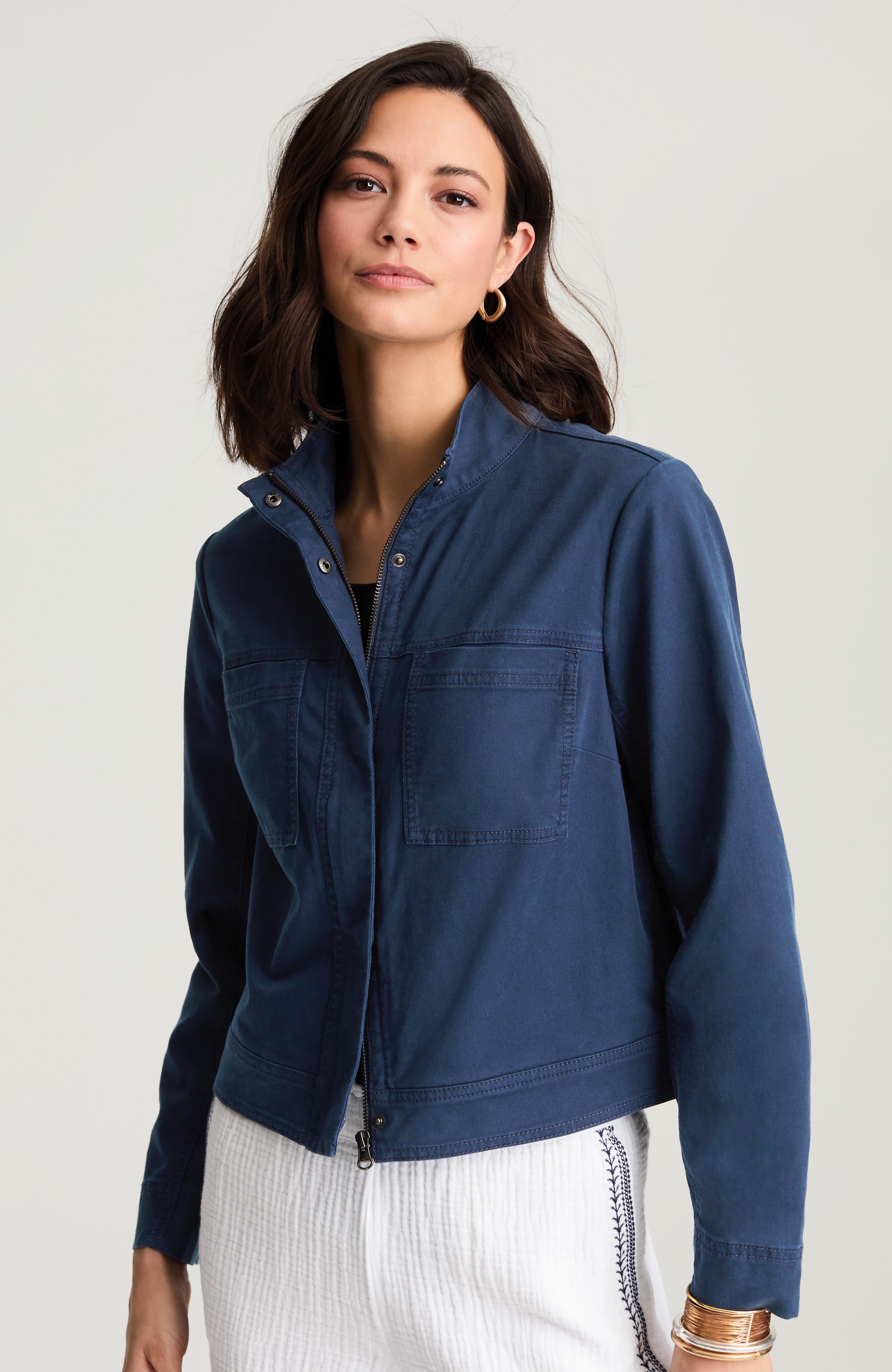 patch-pocket stand-collar jacket