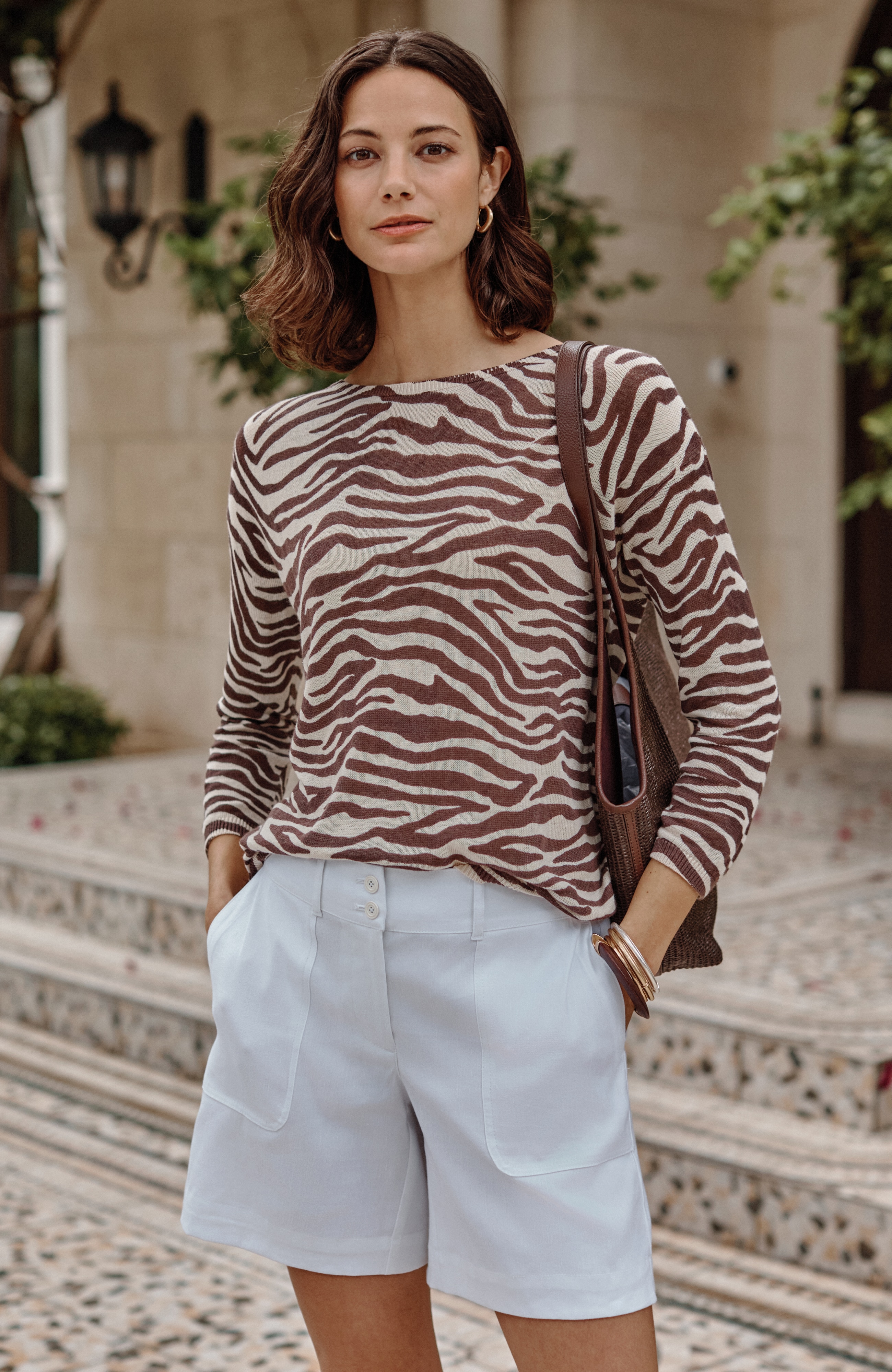 LINEN-STRETCH SHORTS | JJill