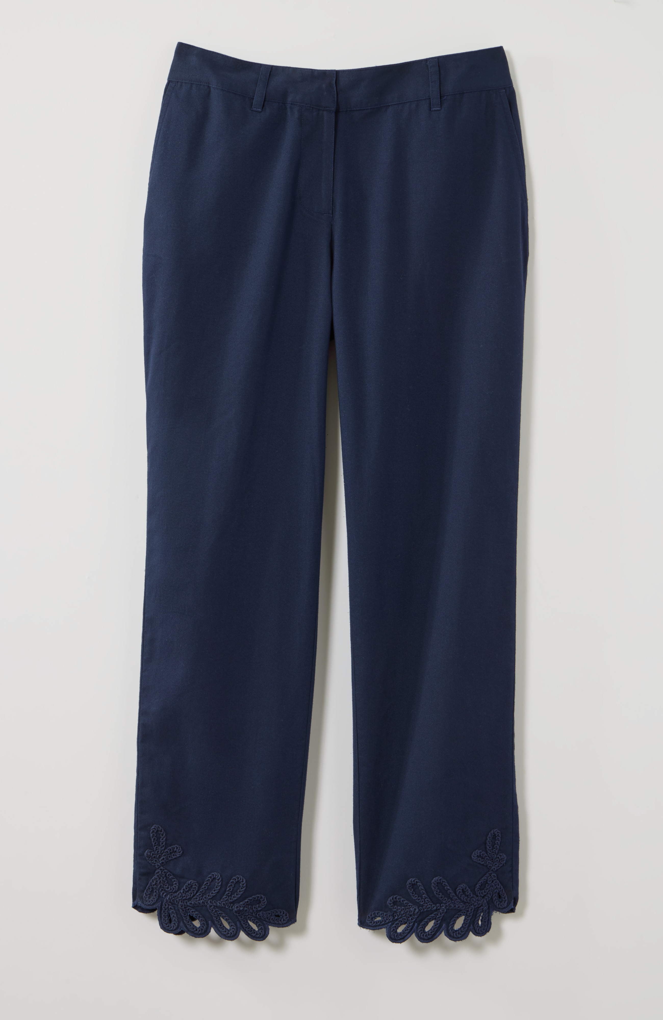 cotton poplin embroidered-hem crops