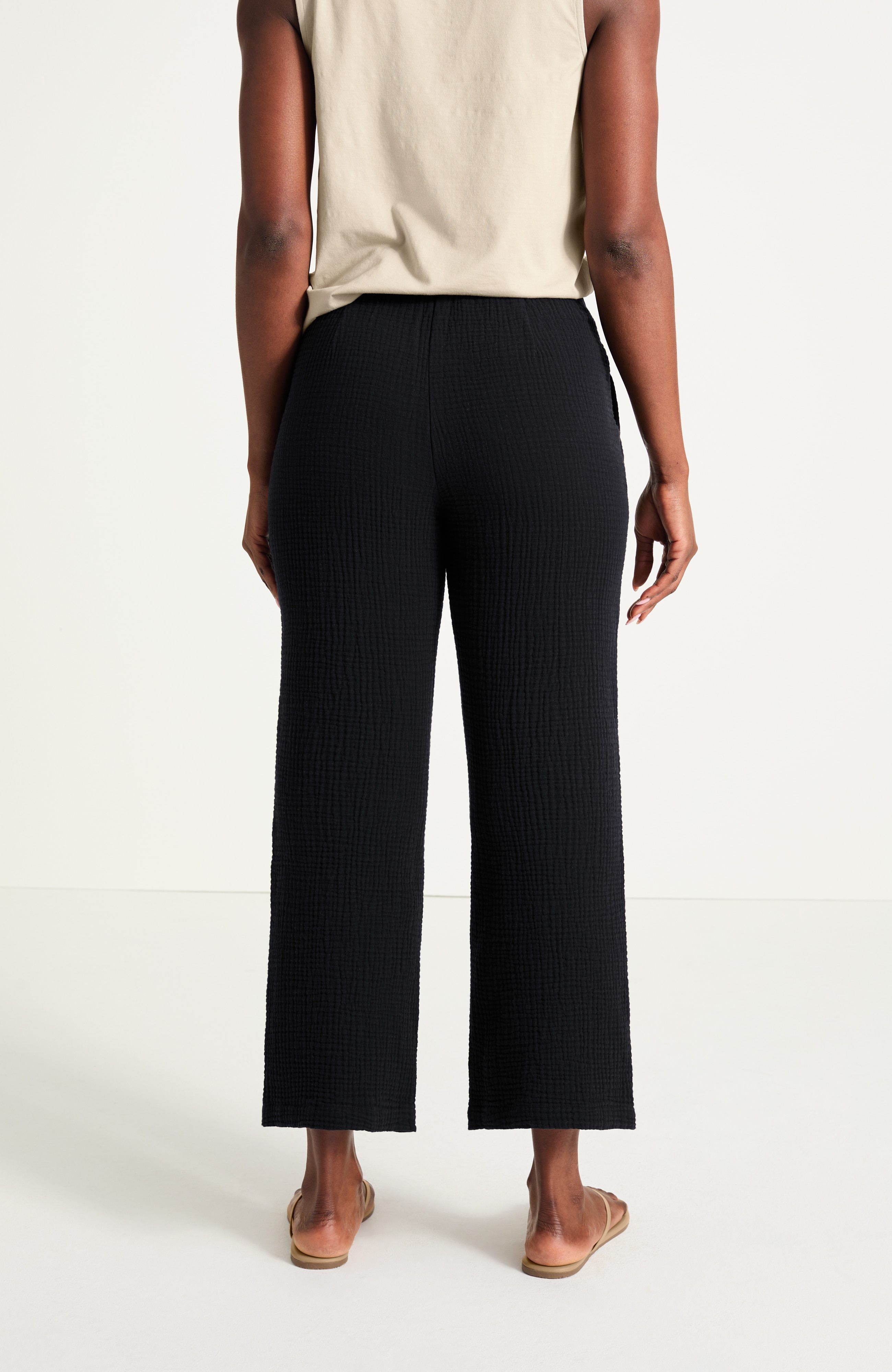 cotton-gauze wide-leg pants