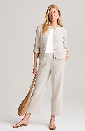 Image for Cotton-Gauze Wide-Leg Pants