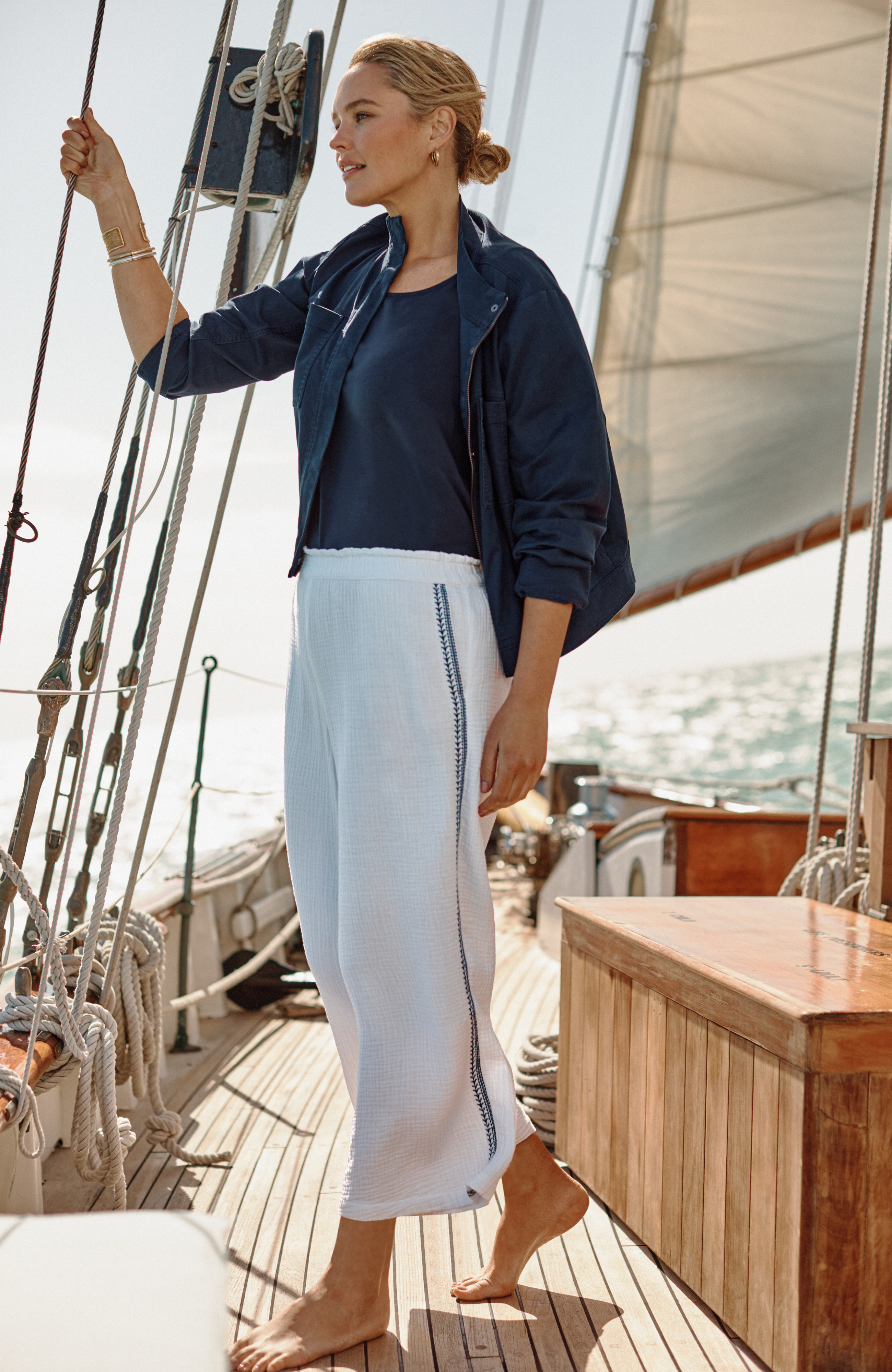 Cotton-Gauze Wide-Leg Pants - image 3