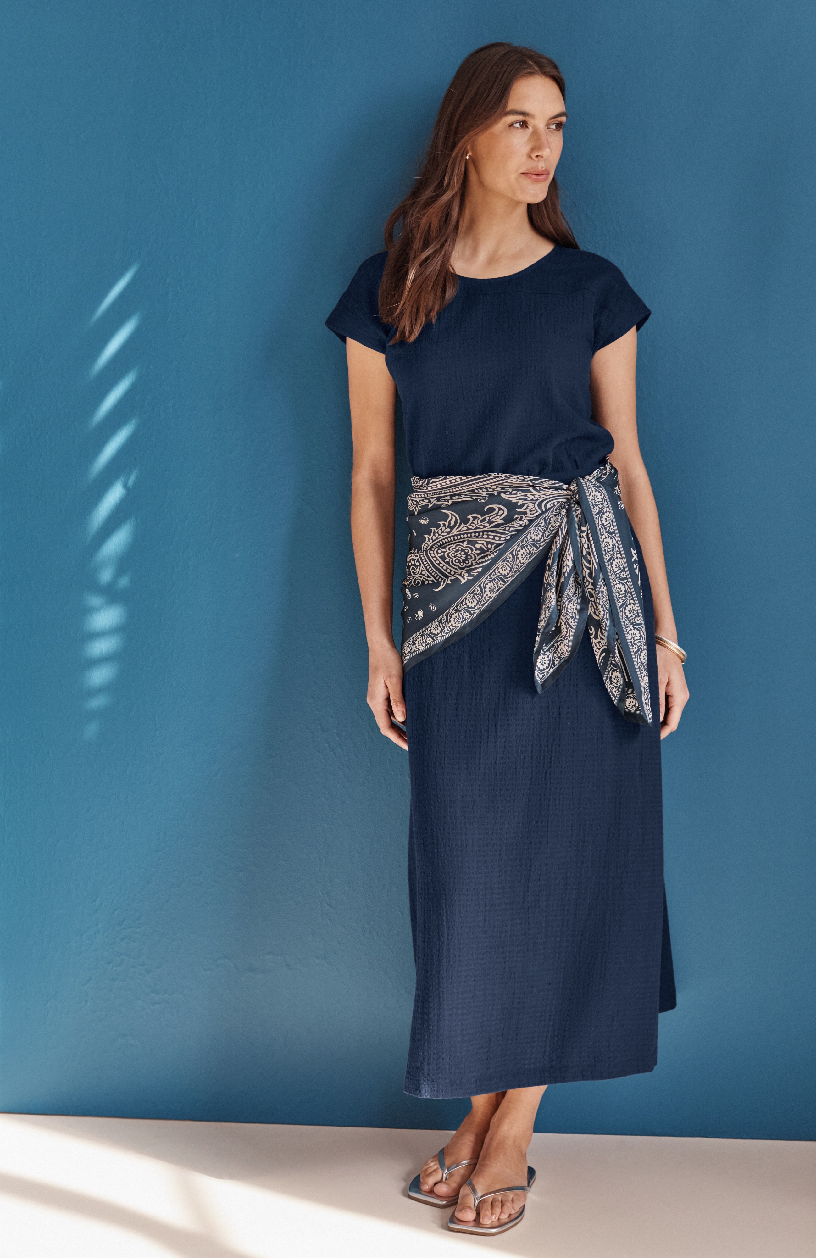 seersucker maxi skirt