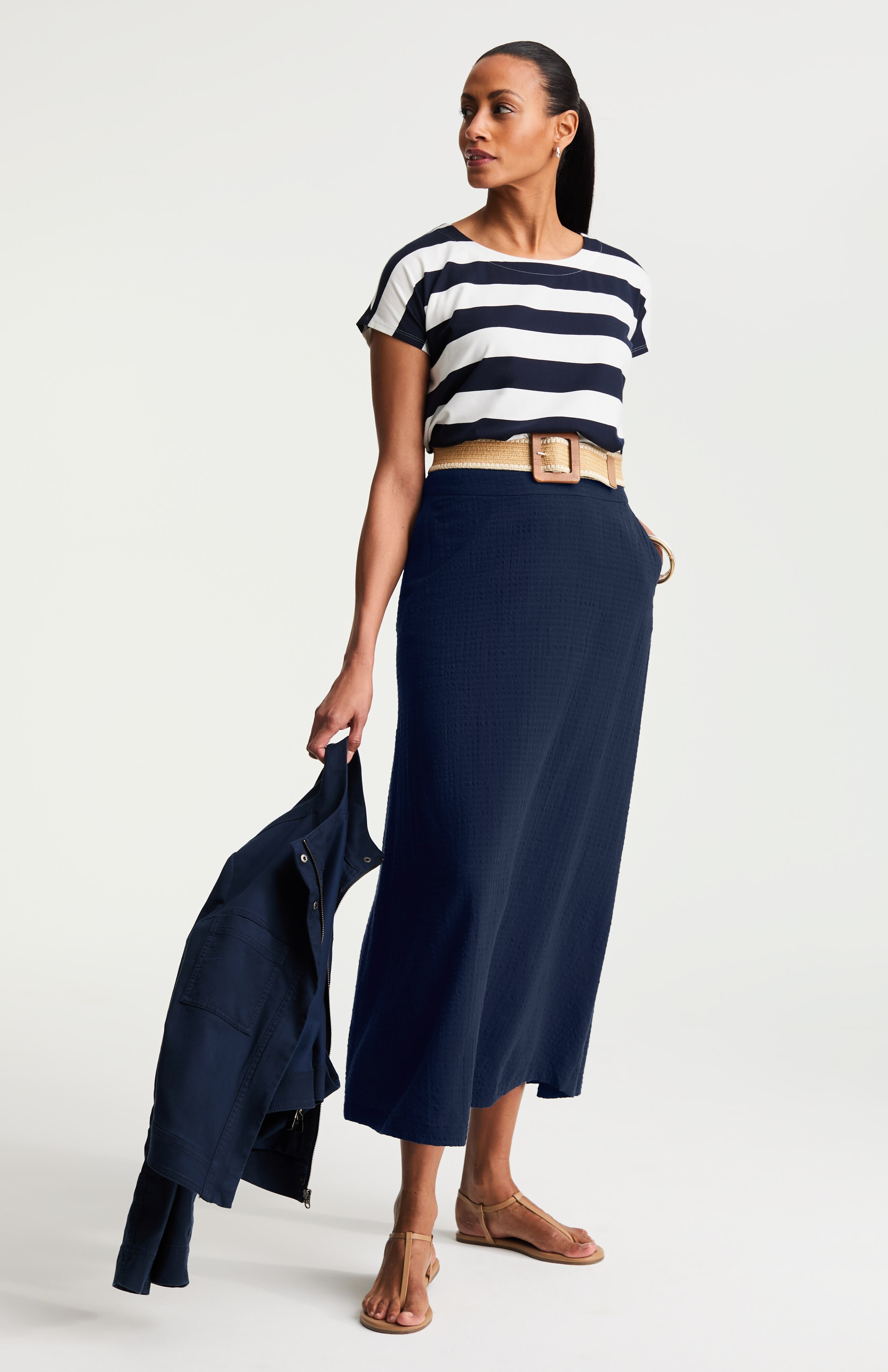 seersucker maxi skirt