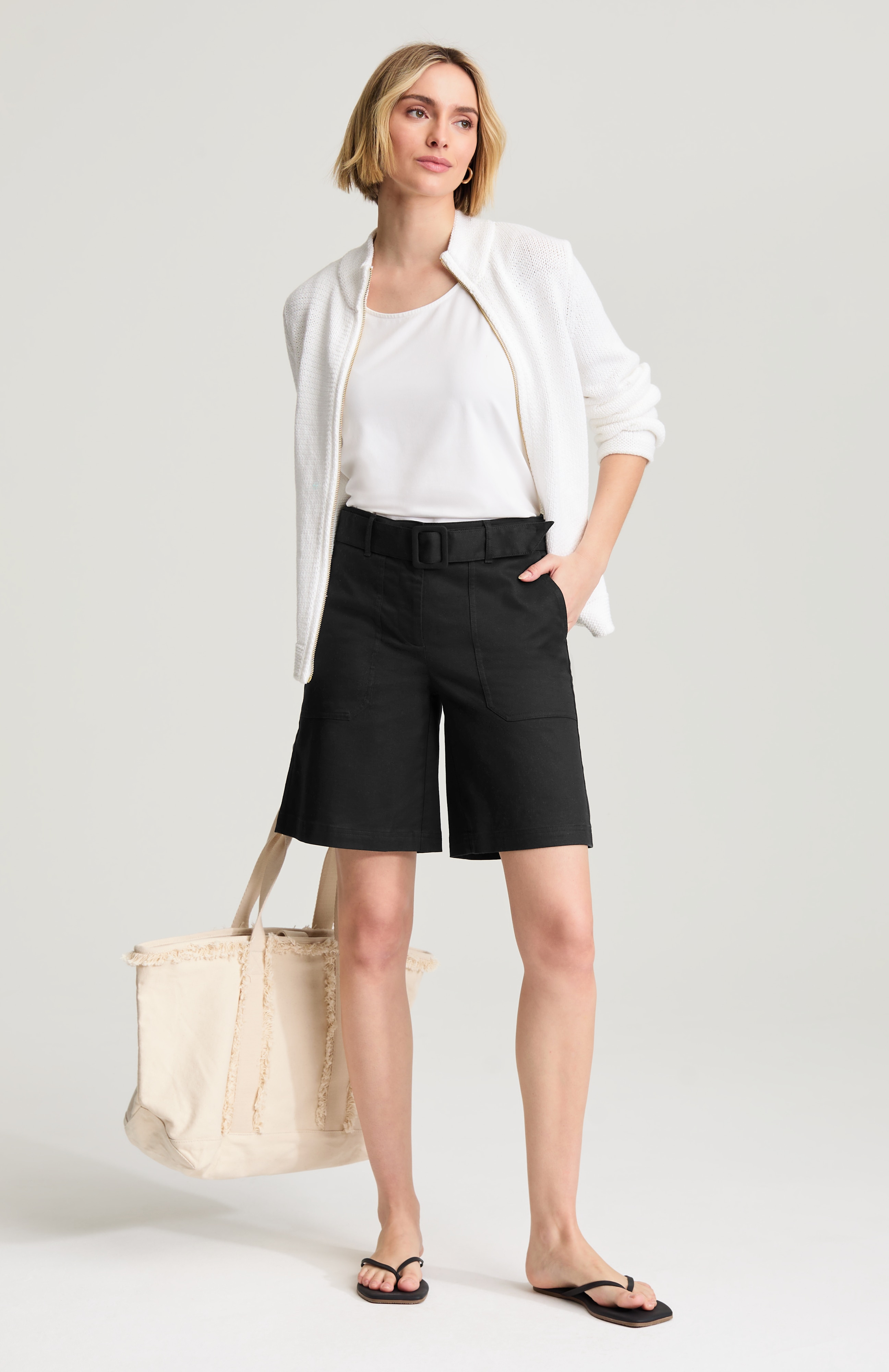 high-rise belted shorts