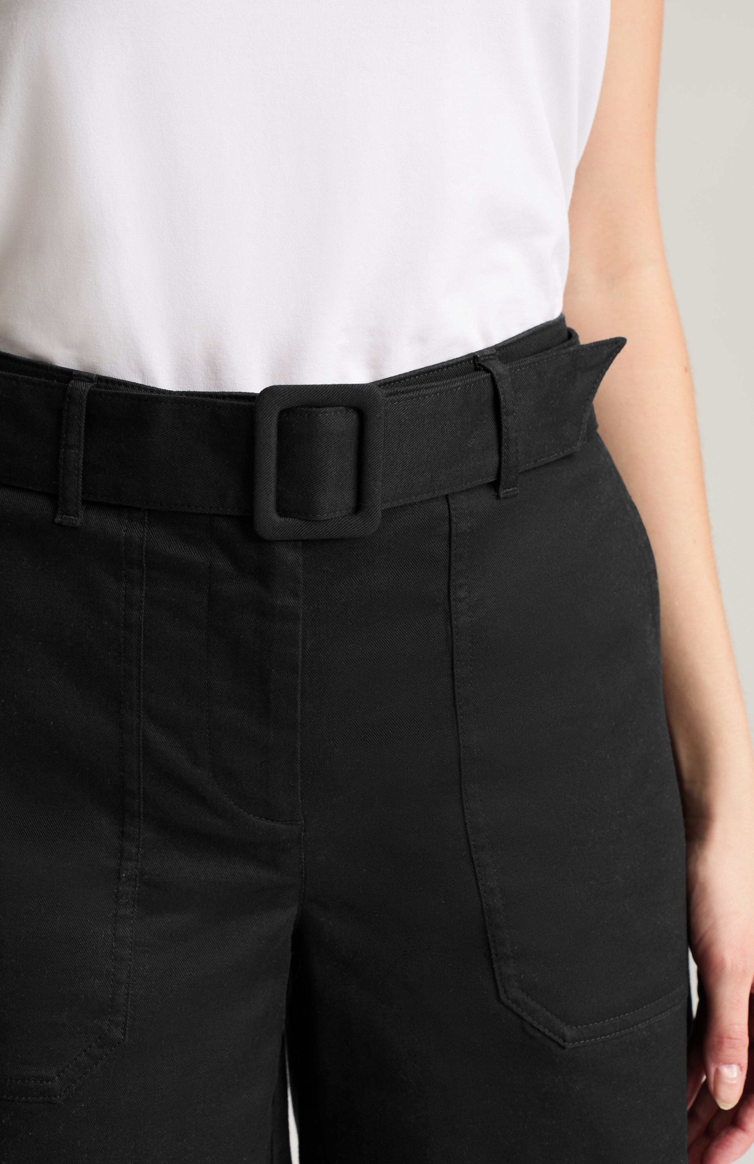 high-rise belted shorts