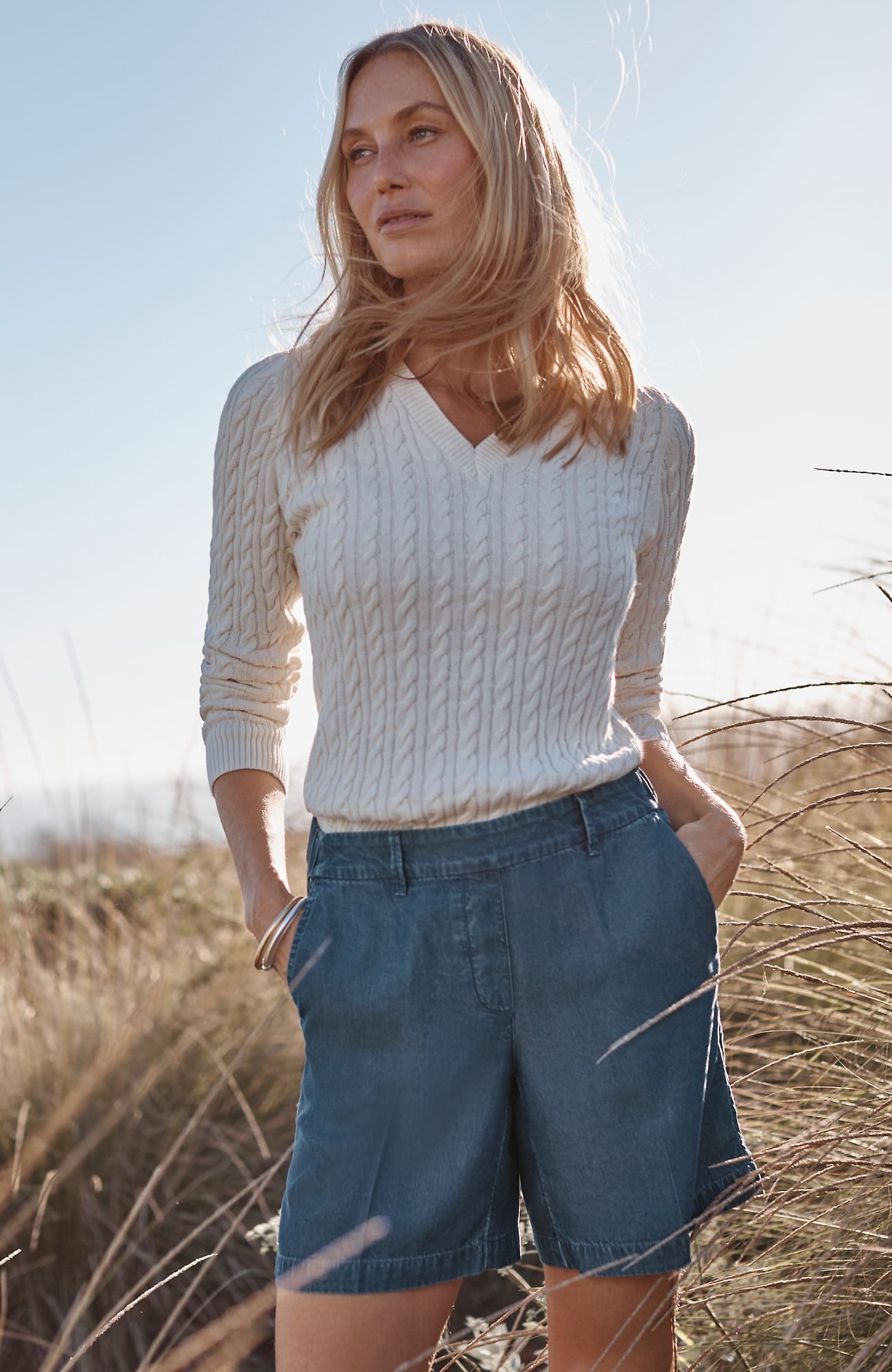 Tencel Petite  Lyocell Shorts Pants In East Brook Wash