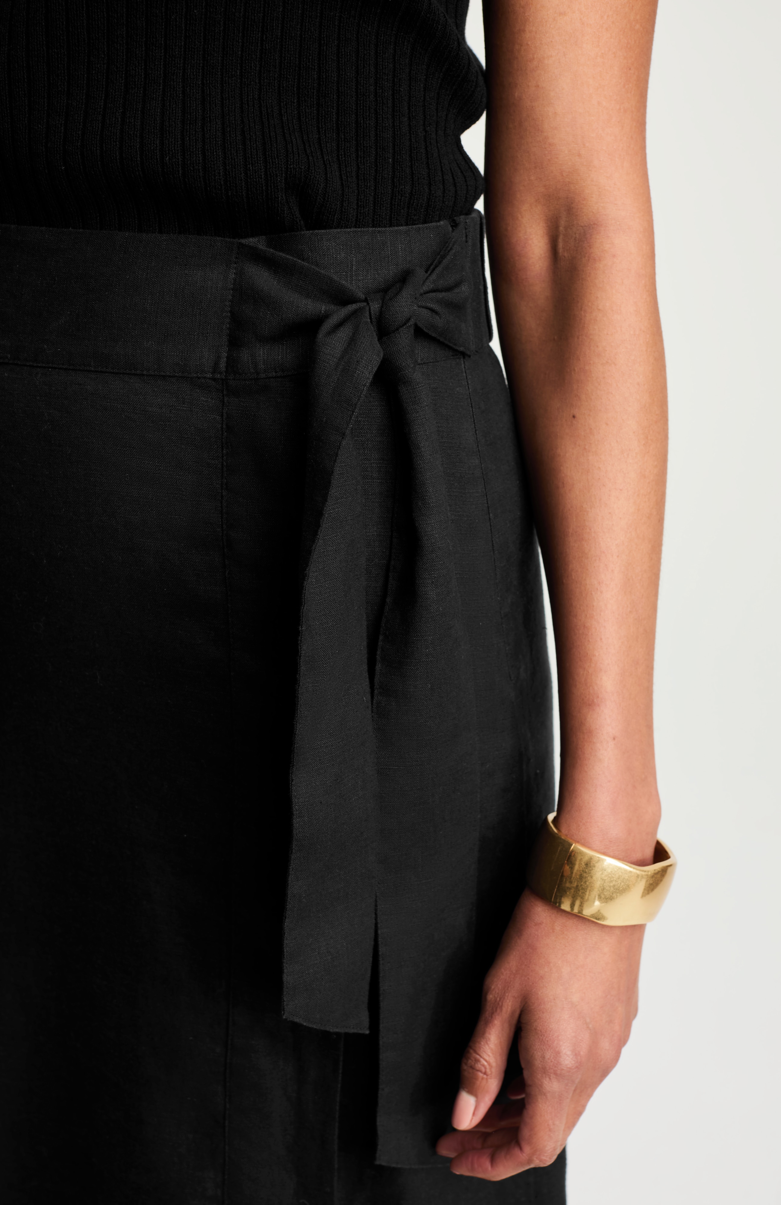 faux-wrap-front midi skirt