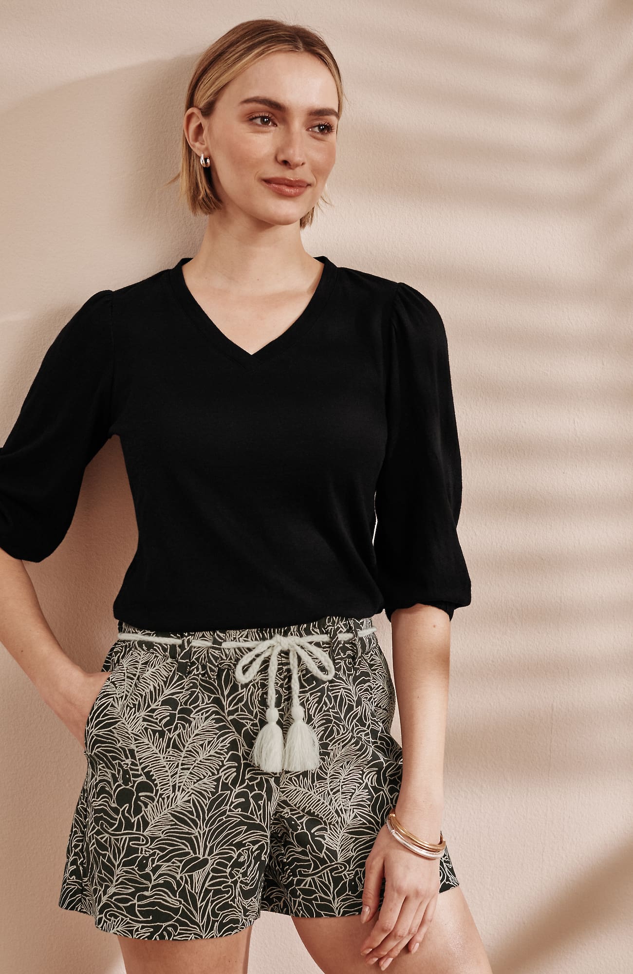 Jjill Tall Printed Rope-belt Shorts
