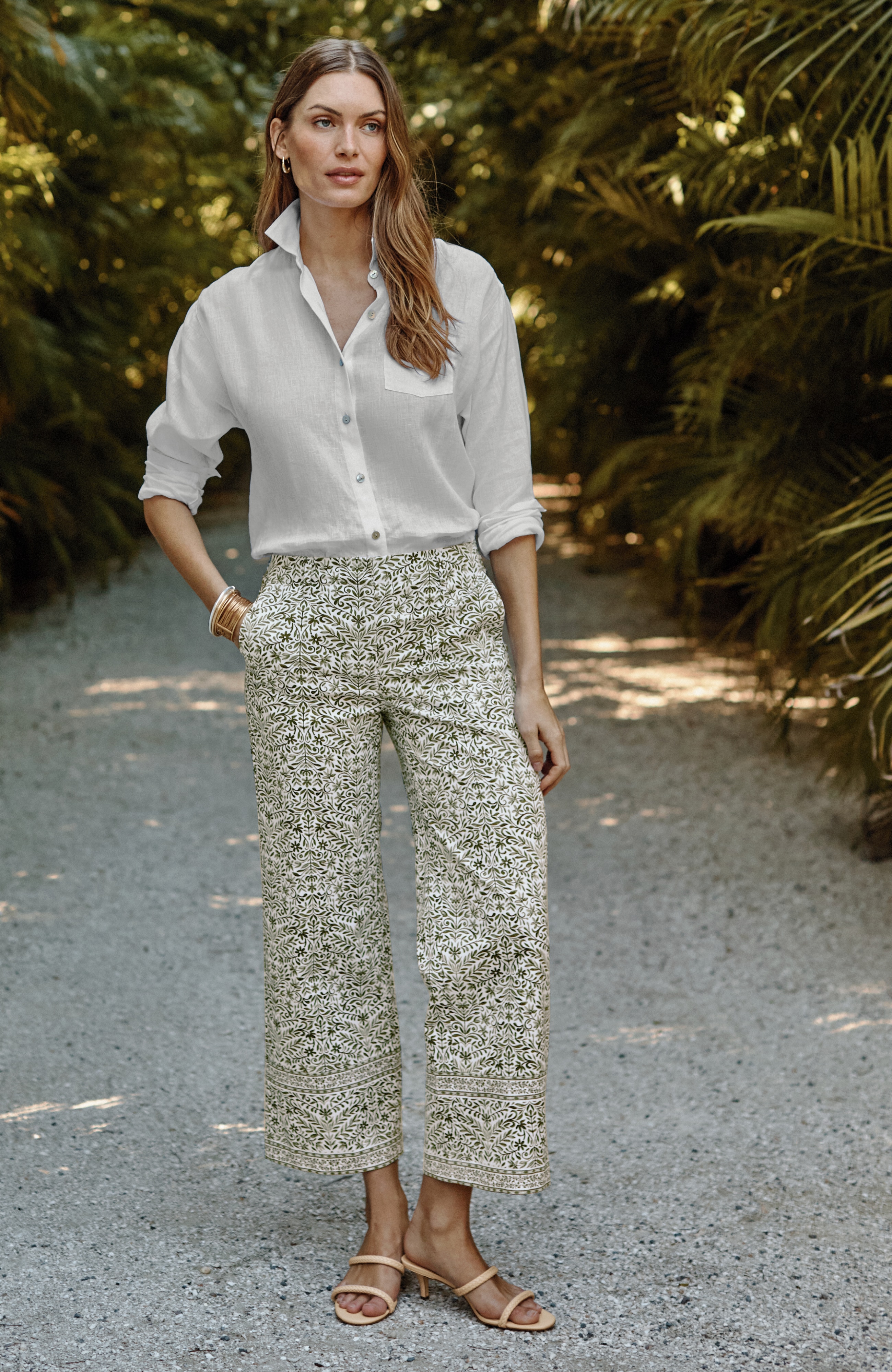 PRINTED STRAIGHT-LEG CROPS | JJill
