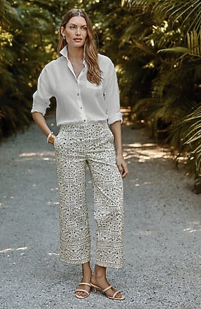 Image for Printed Straight-Leg Crops