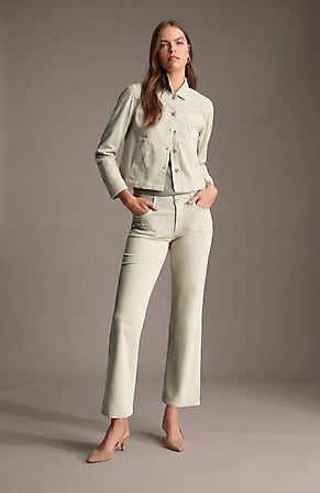 Image for Striped Mid-Rise Straight-Leg Ankle Jeans