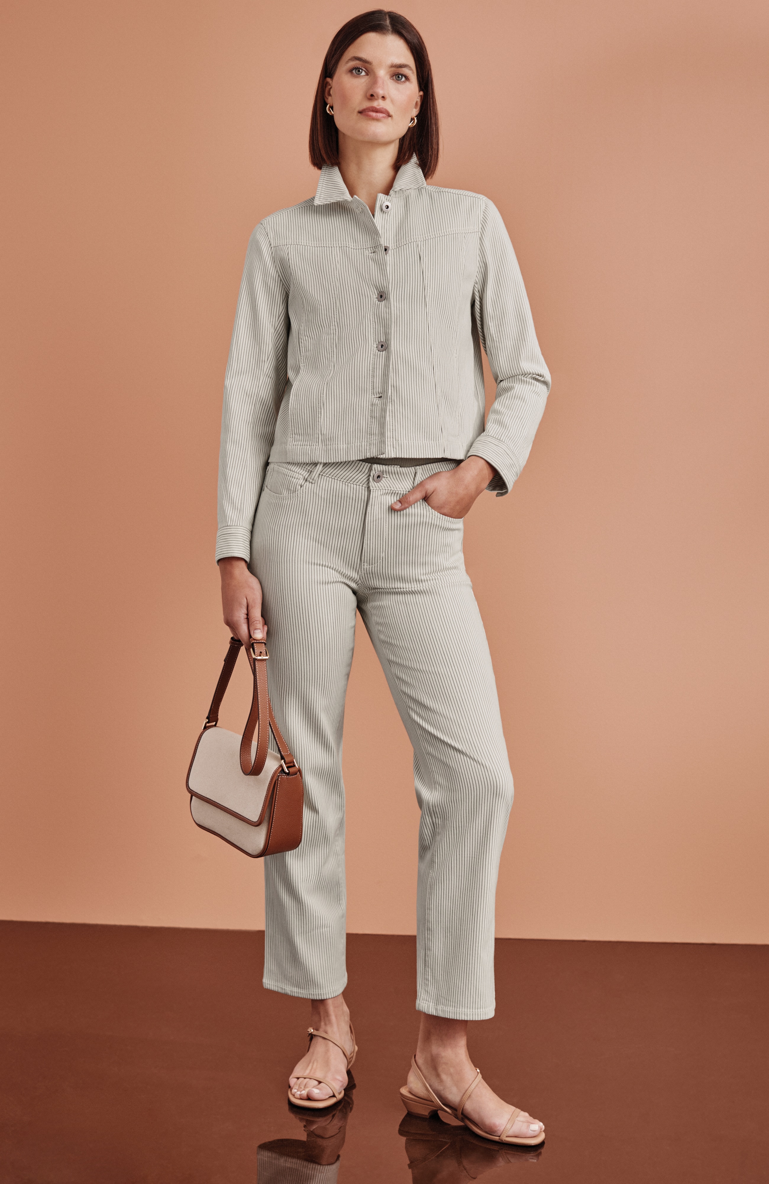 striped mid-rise straight-leg ankle jeans