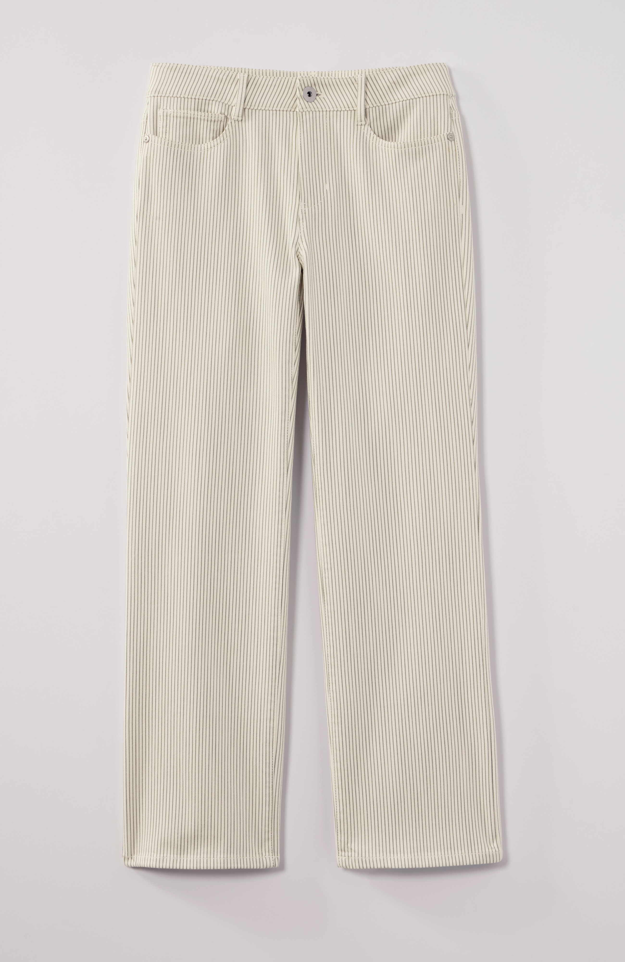 striped mid-rise straight-leg ankle jeans