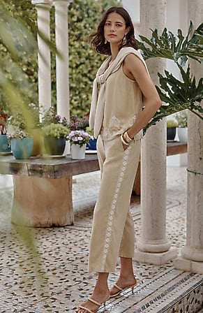 Image for Linen & Rayon Embroidered Crops