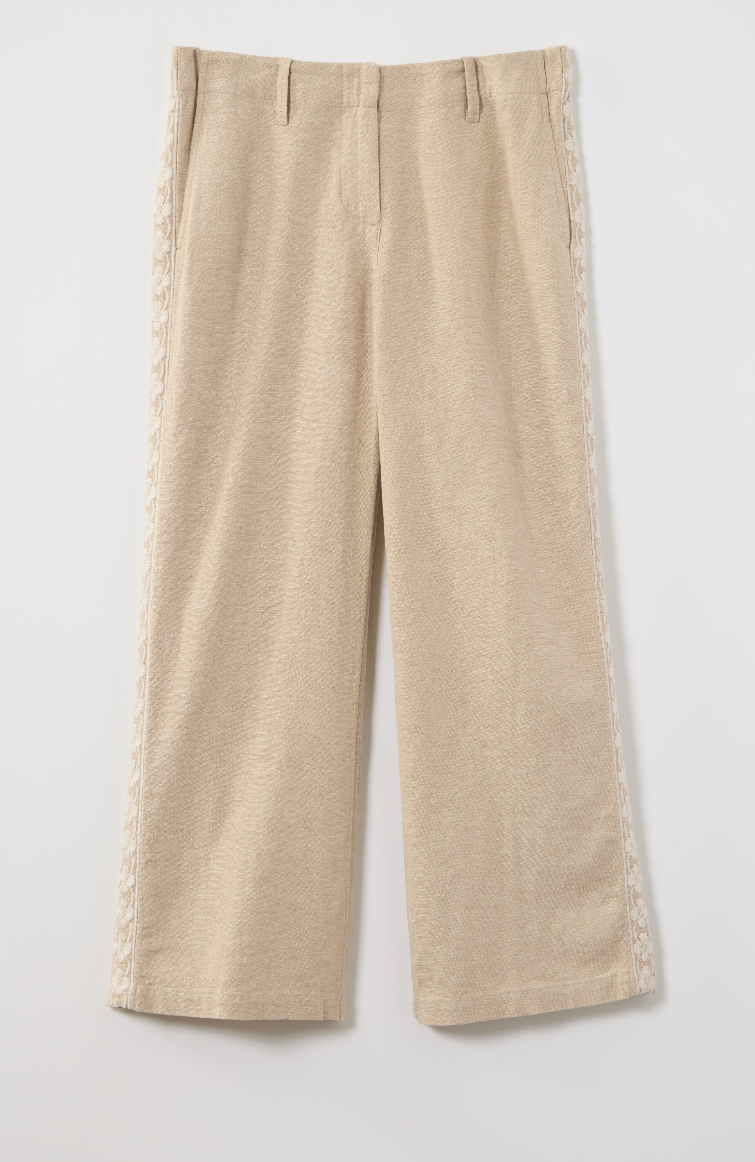linen & rayon embroidered crops