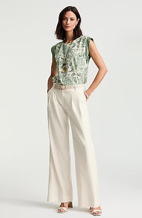 Image for Linen-Stretch Pleated Pants