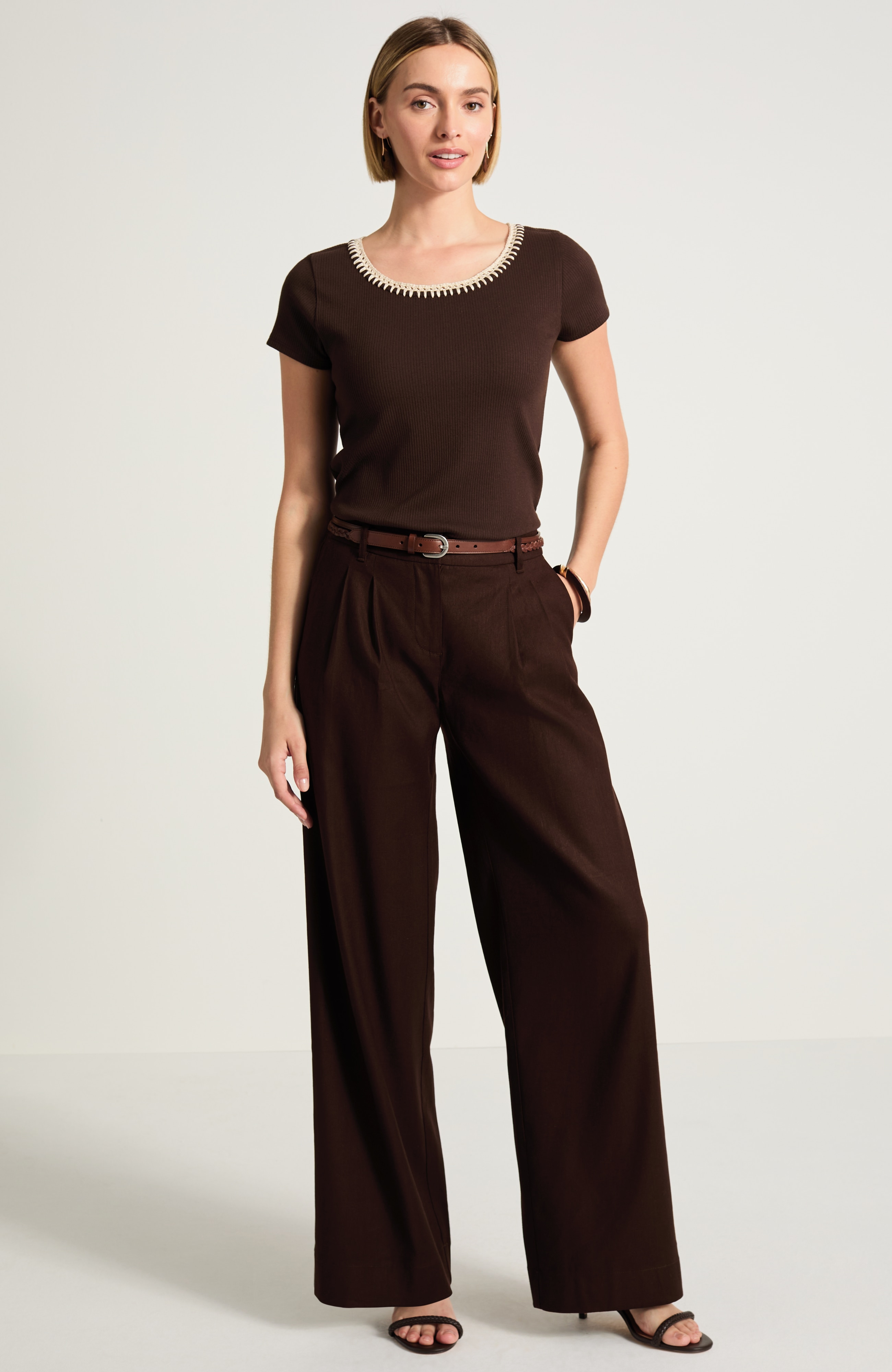 Linen-Stretch Pleated Pants | JJill