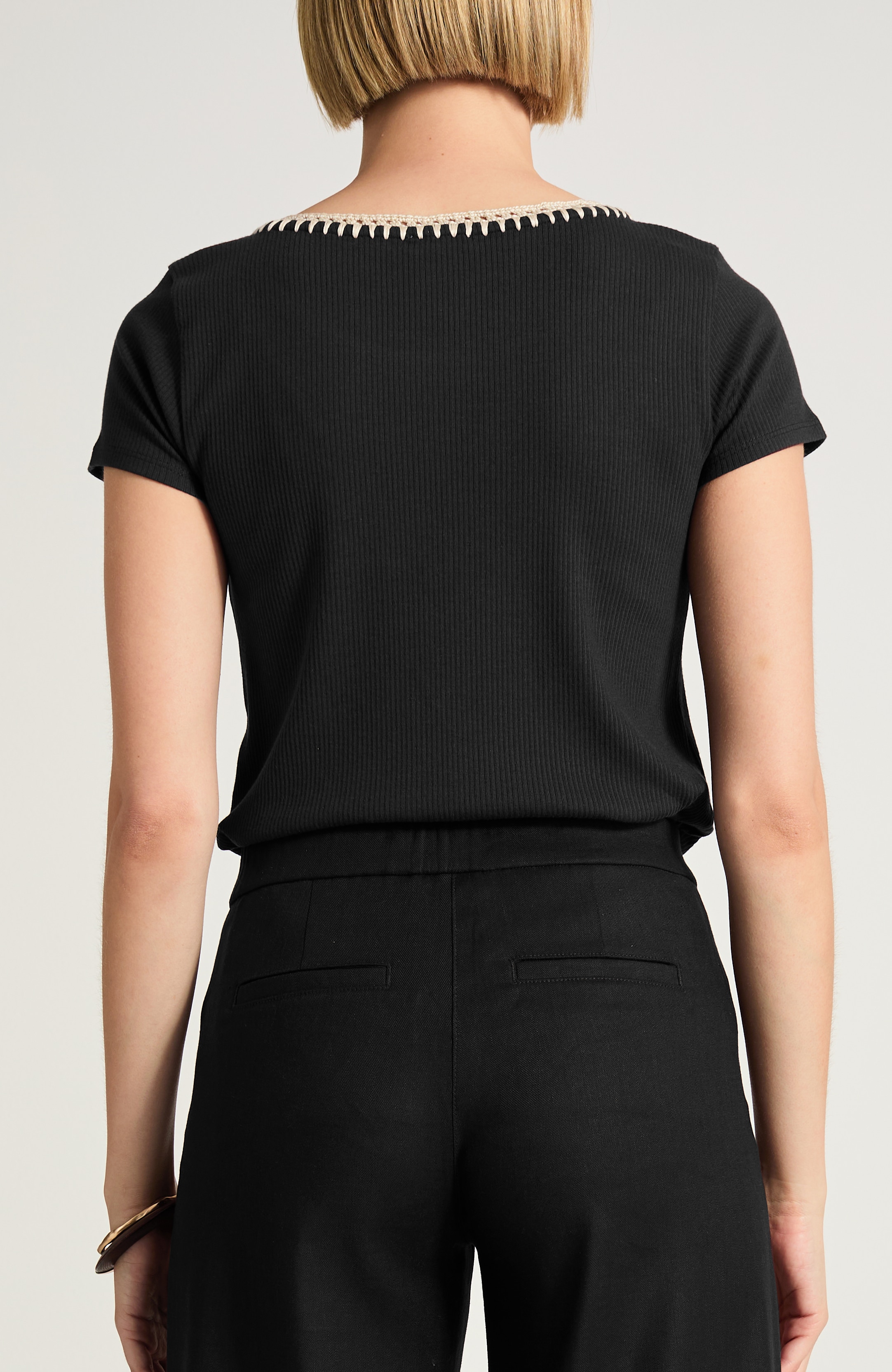 Crochet-Trim Cap-Sleeve Top | JJill