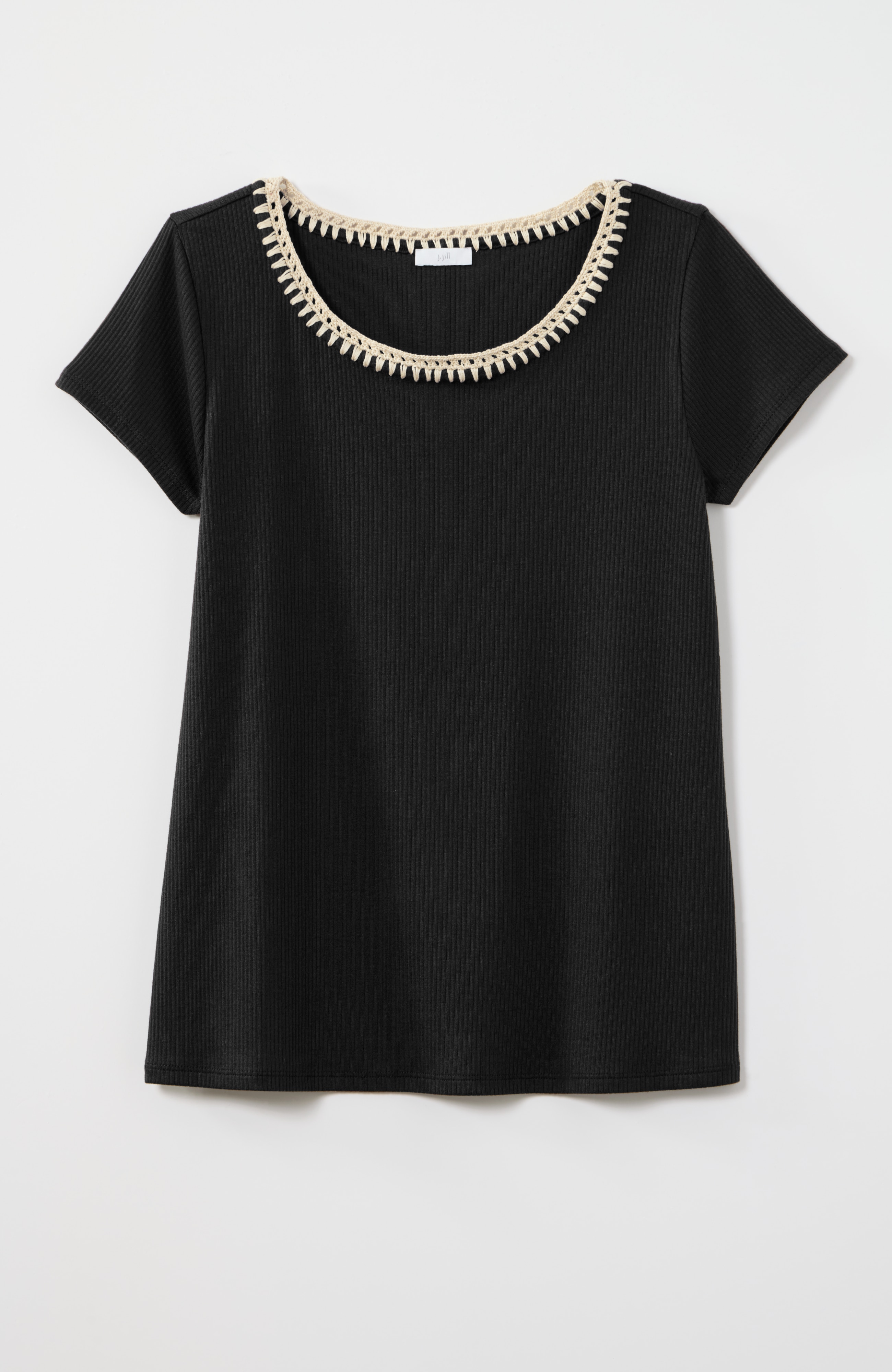 crochet-trim cap-sleeve top