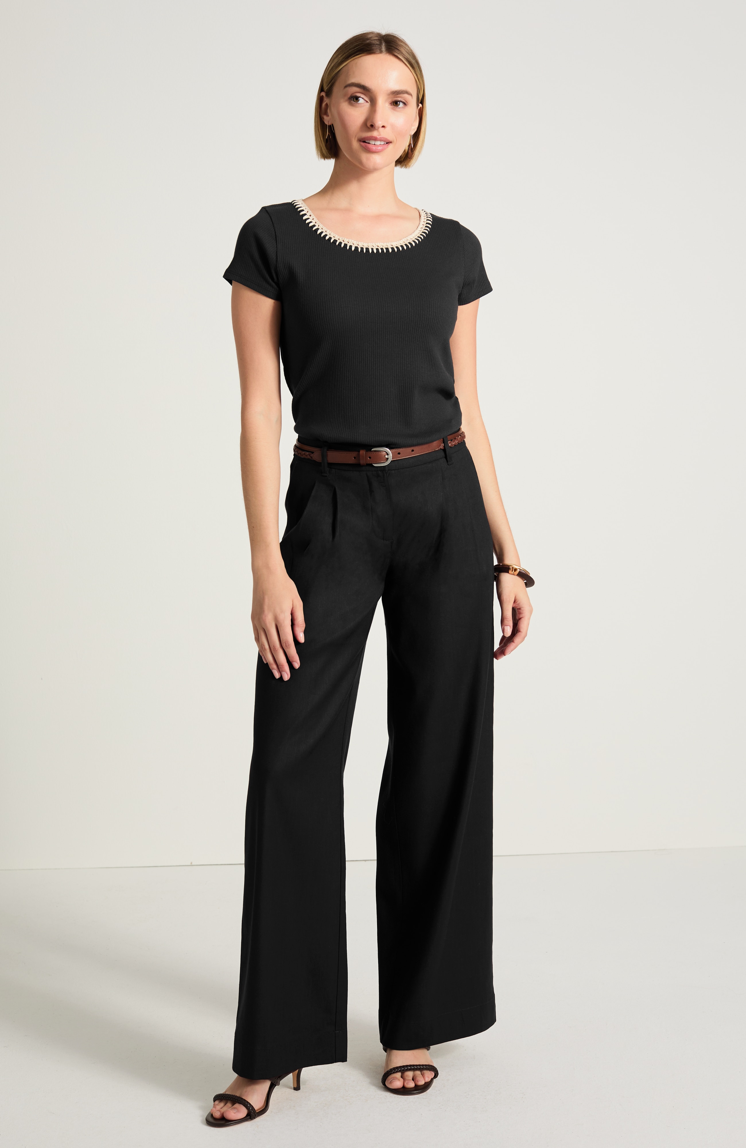Crochet-Trim Cap-Sleeve Top | JJill