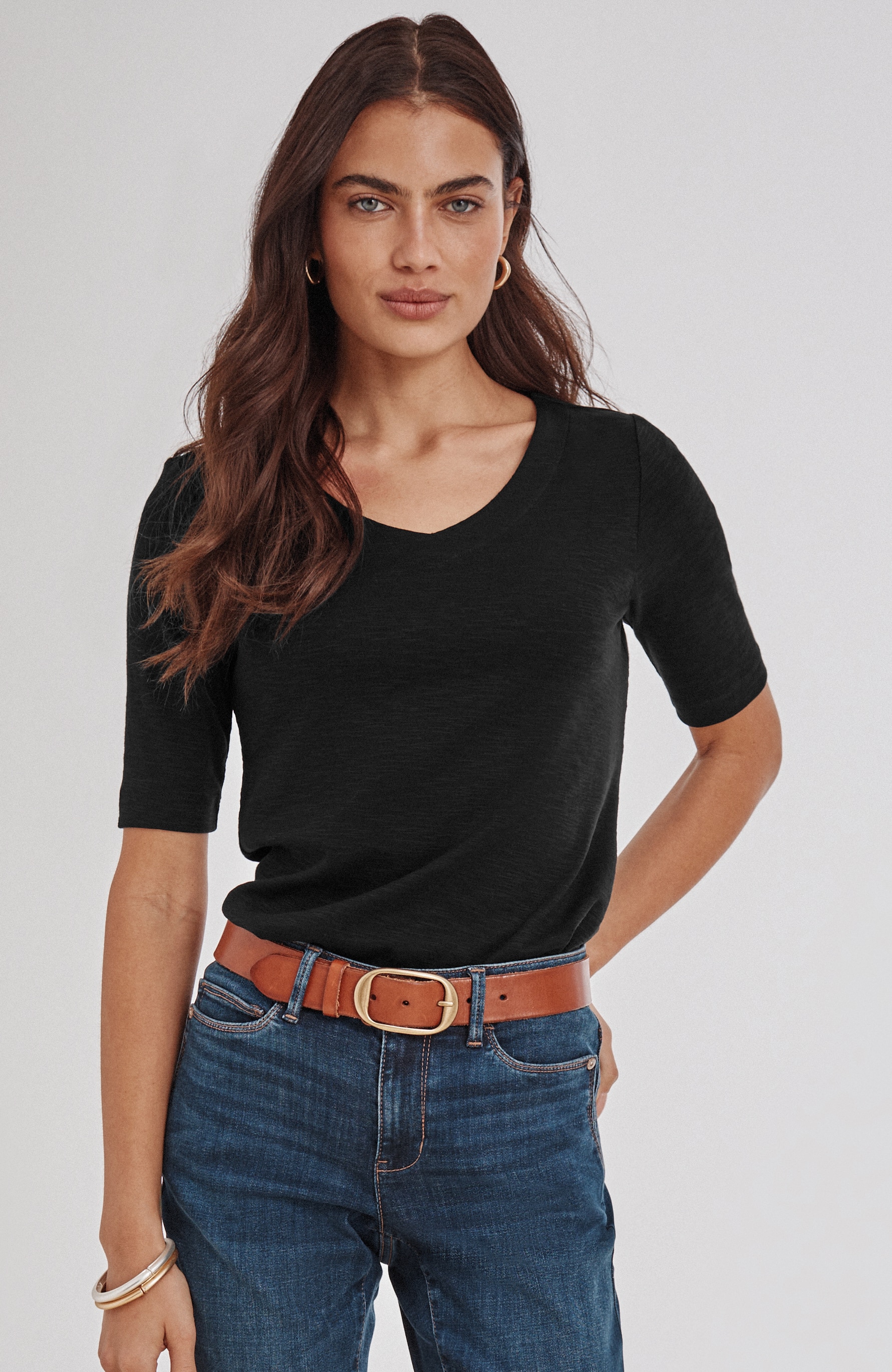 pima-slub v-neck tee