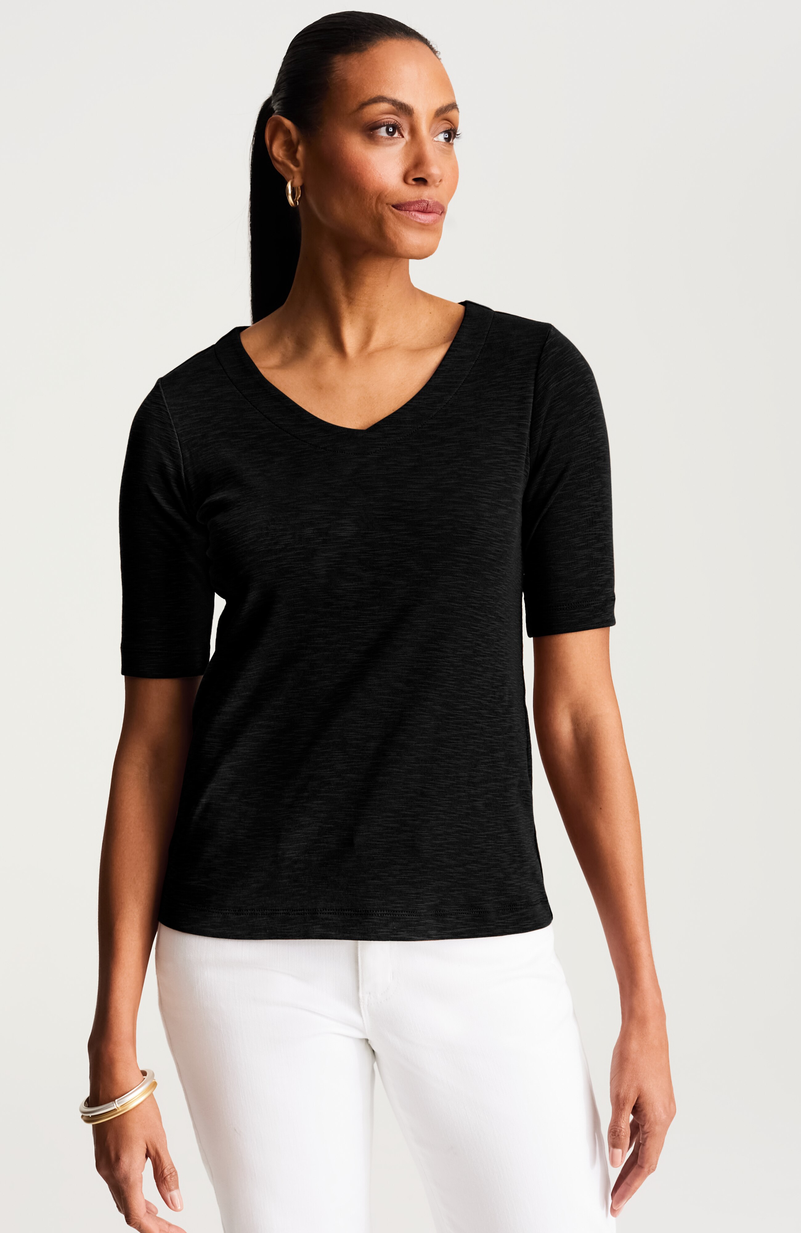 pima-slub v-neck tee