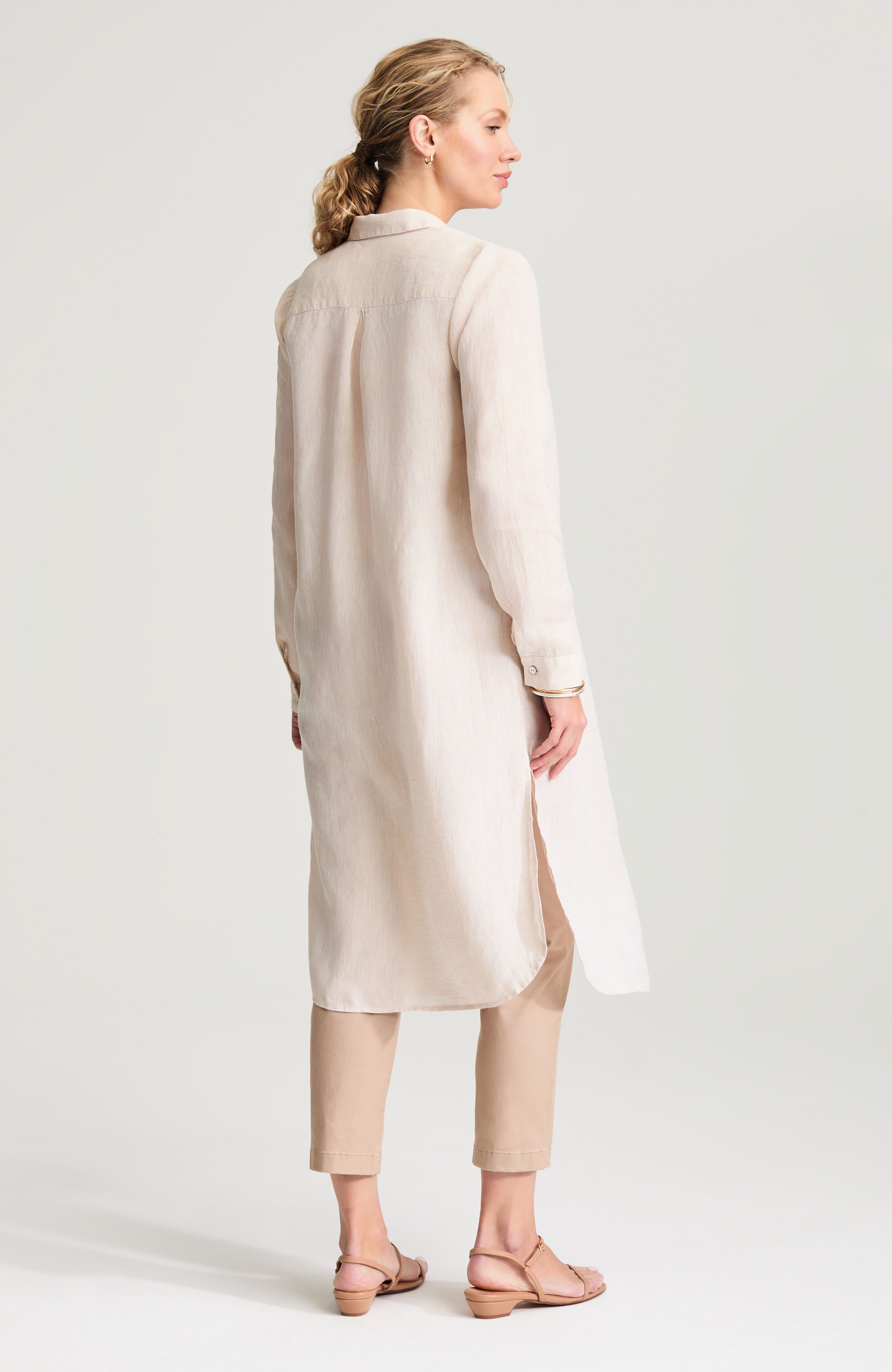 linen button-front duster