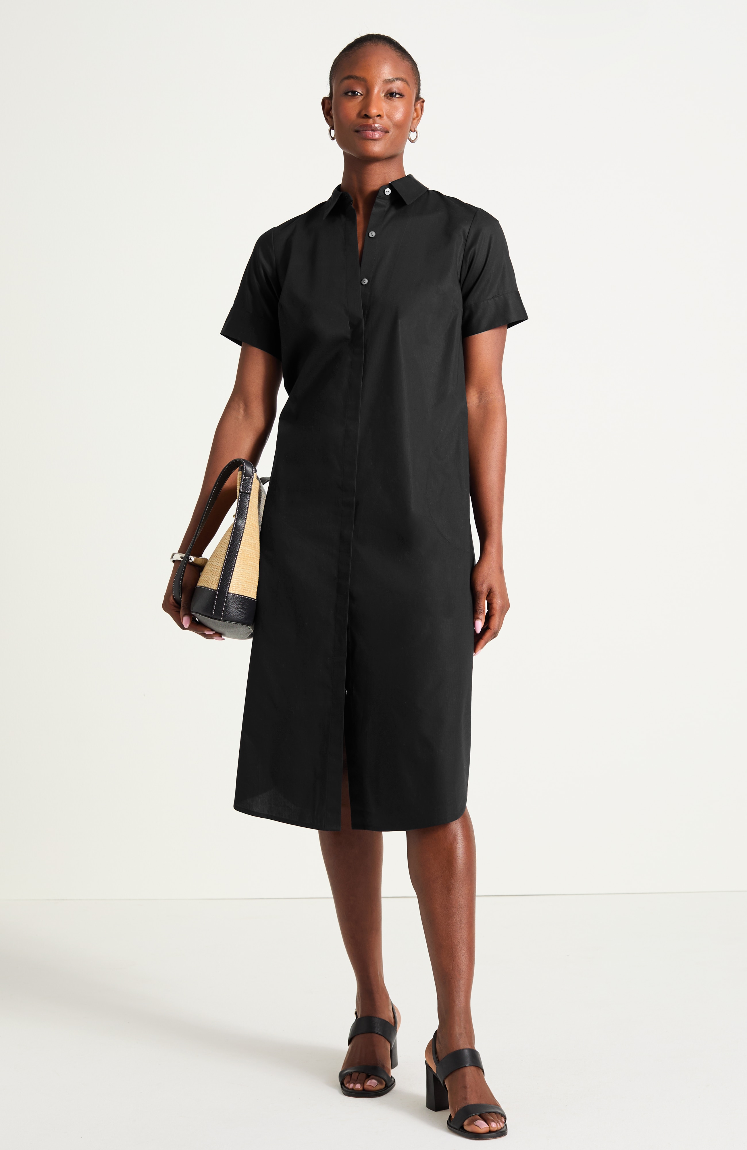 ワンピース FLUTED SHORT SLEEVE SHIRT DRESS SHORT-SLEEVE MIDI SHIRTDRESS | JJill