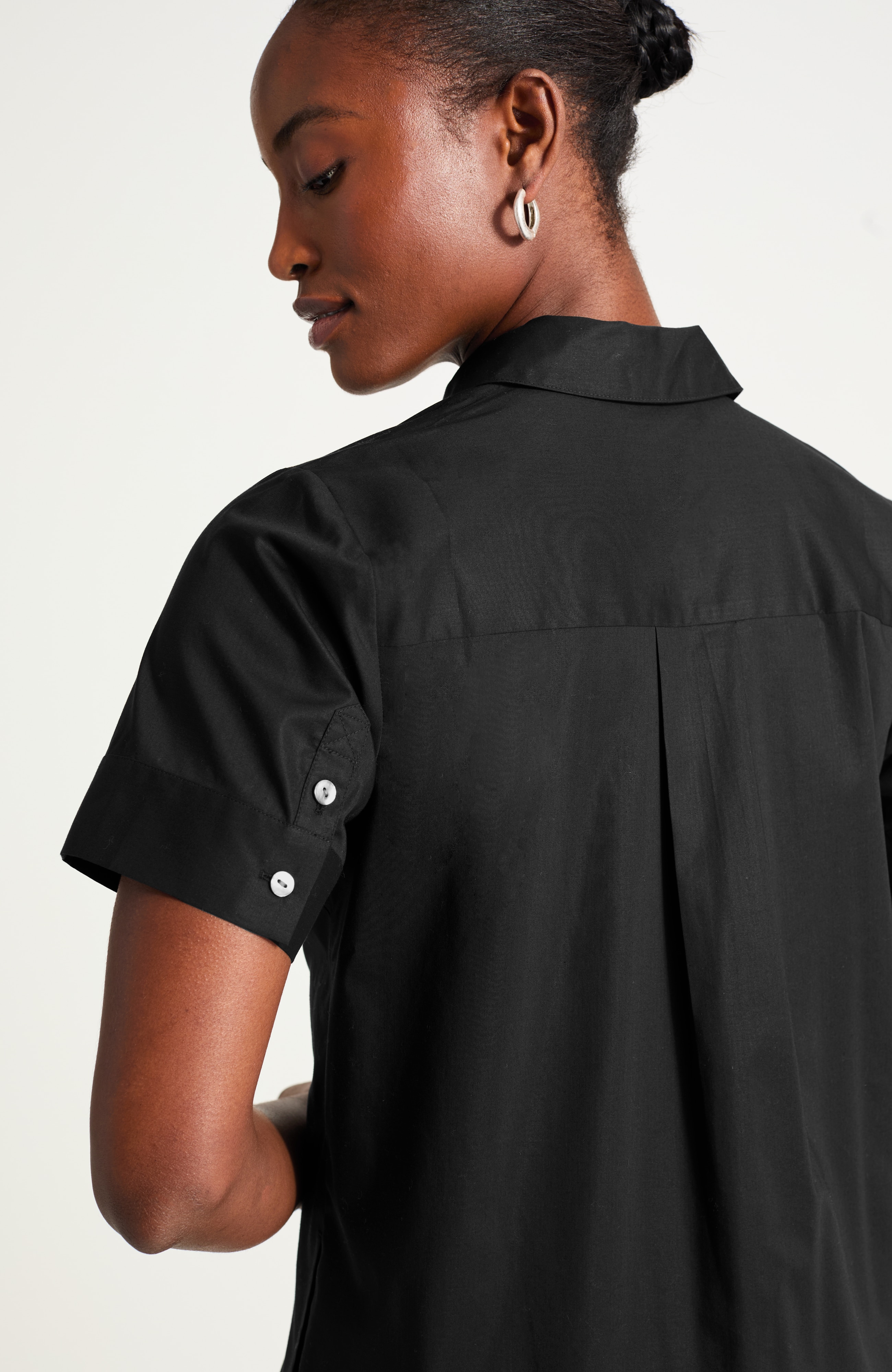 short-sleeve midi shirtdress