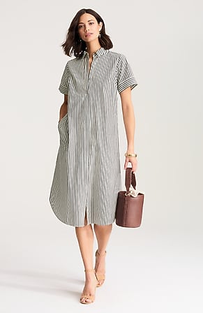 Image for Short-Sleeve Midi Shirtdress