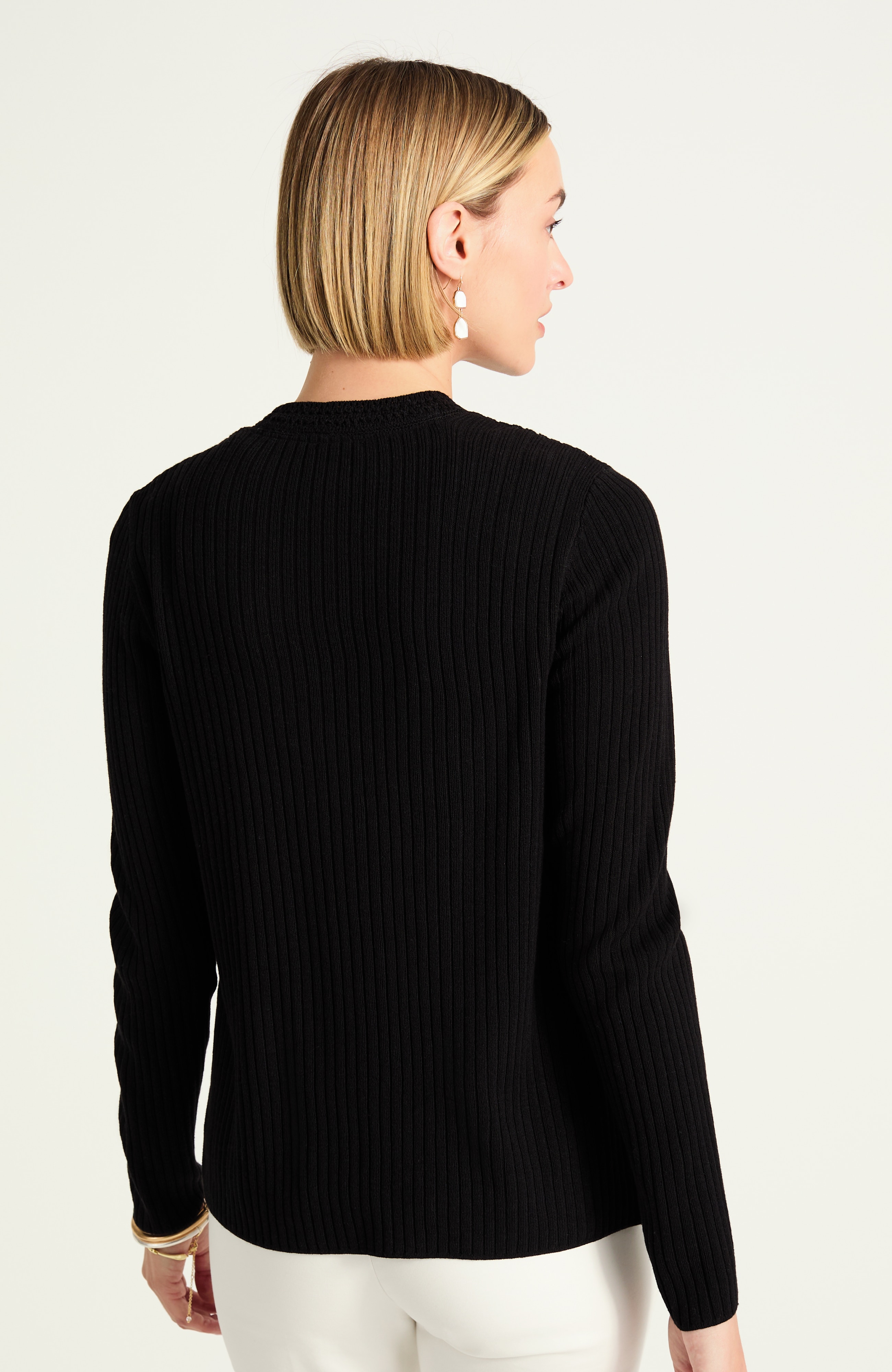 pointelle open-front cardi