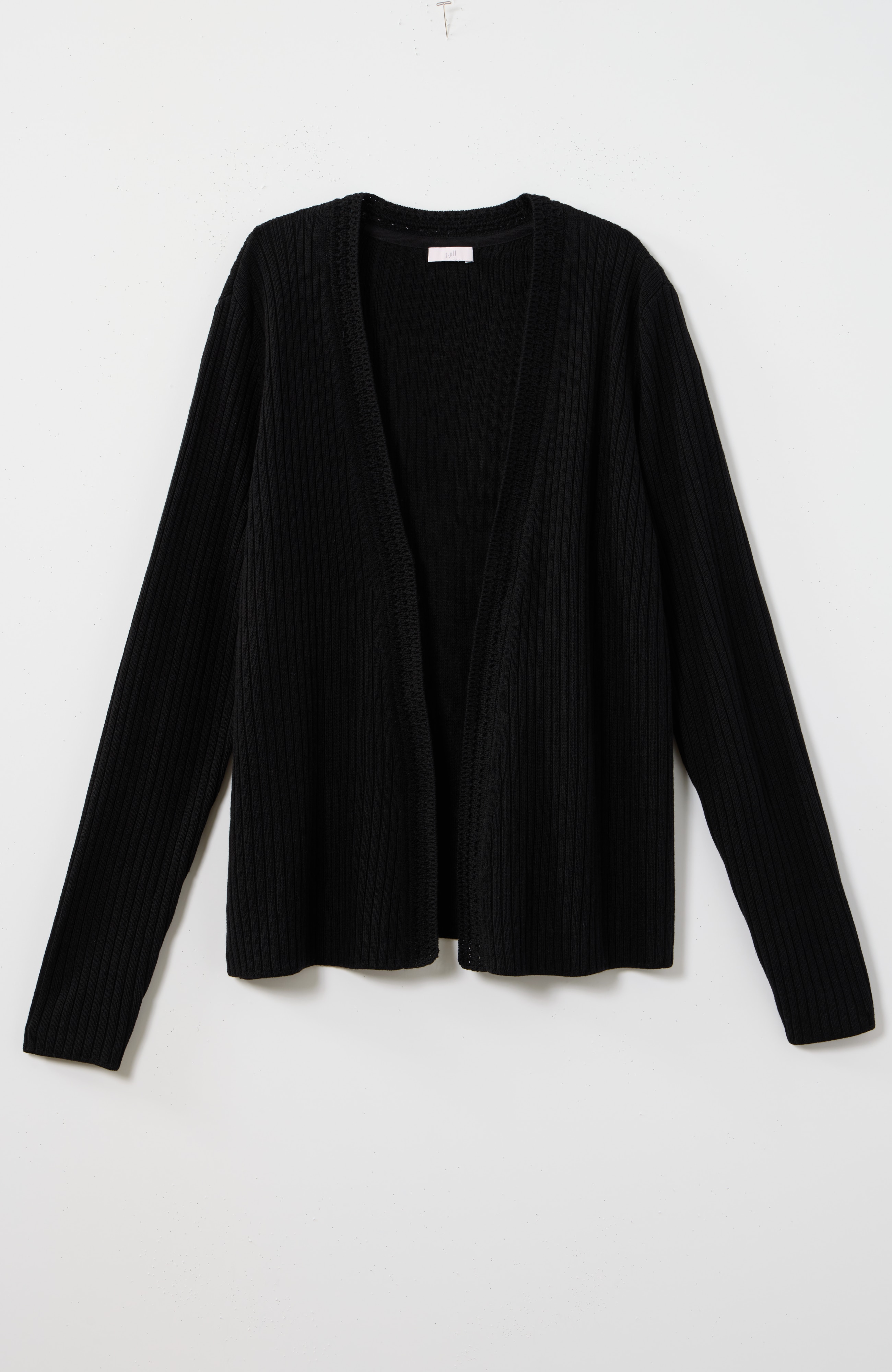 pointelle open-front cardi