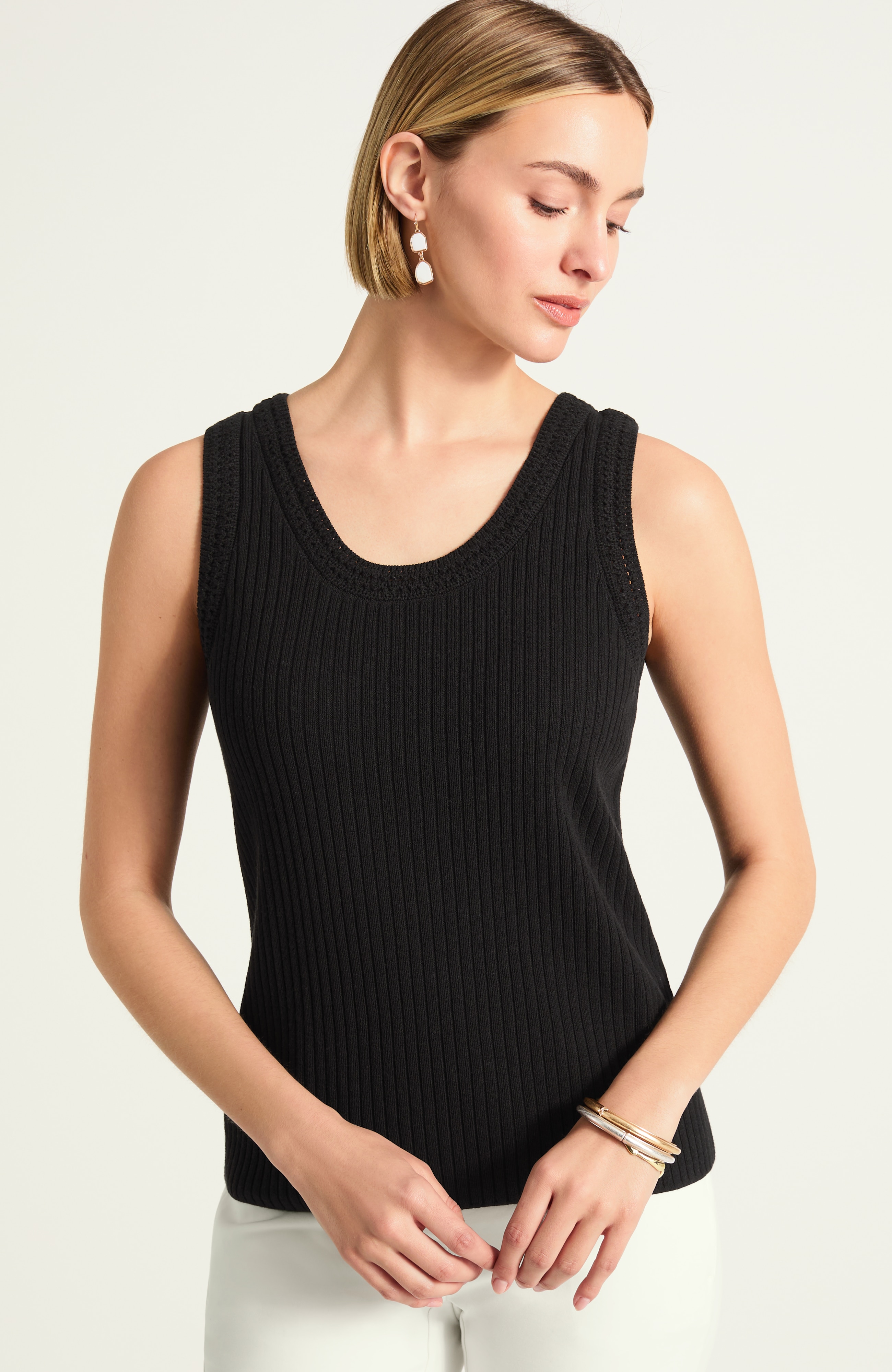 pointelle sweater tank