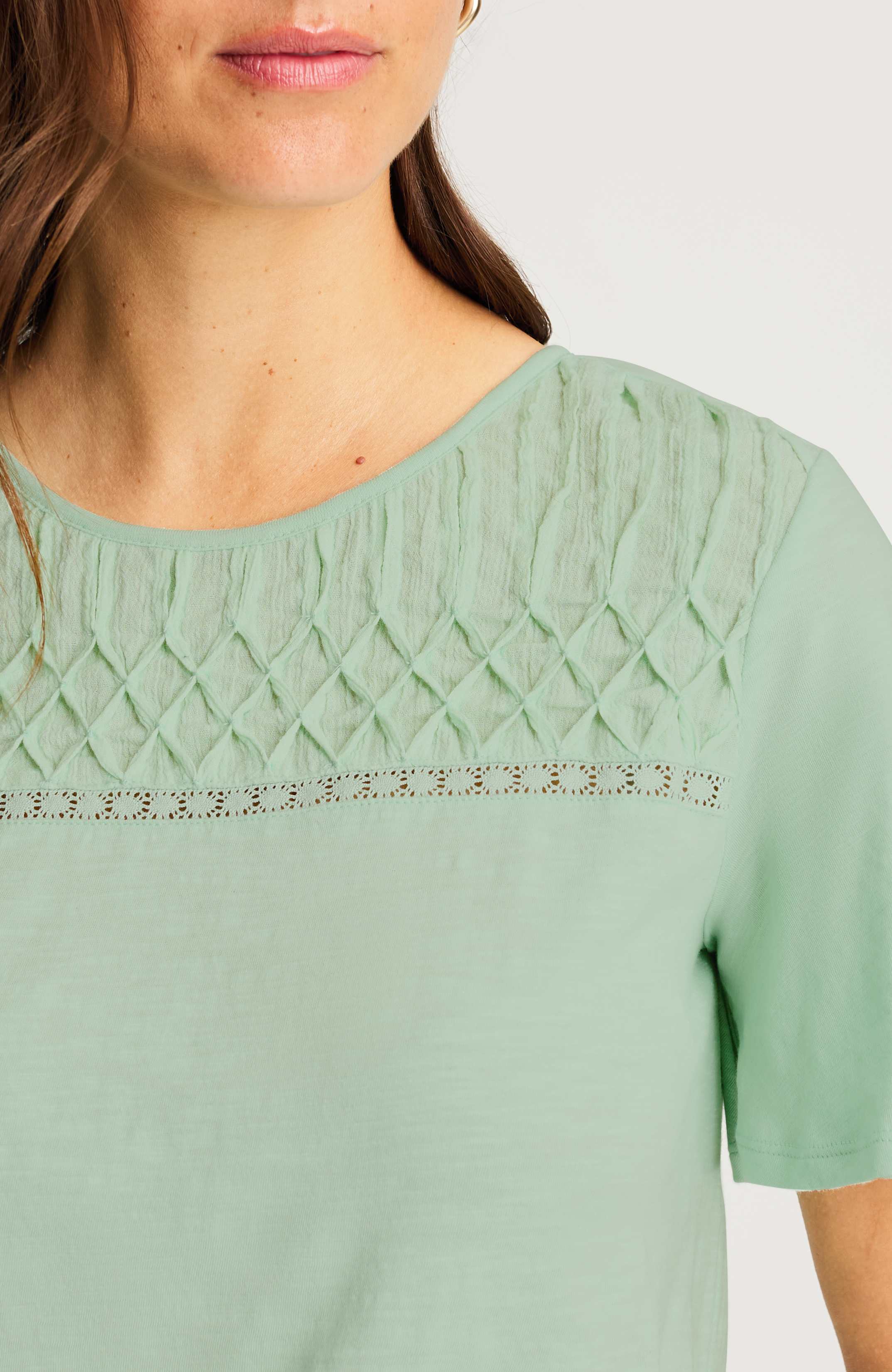 Mixed-Media Short-Sleeve Top