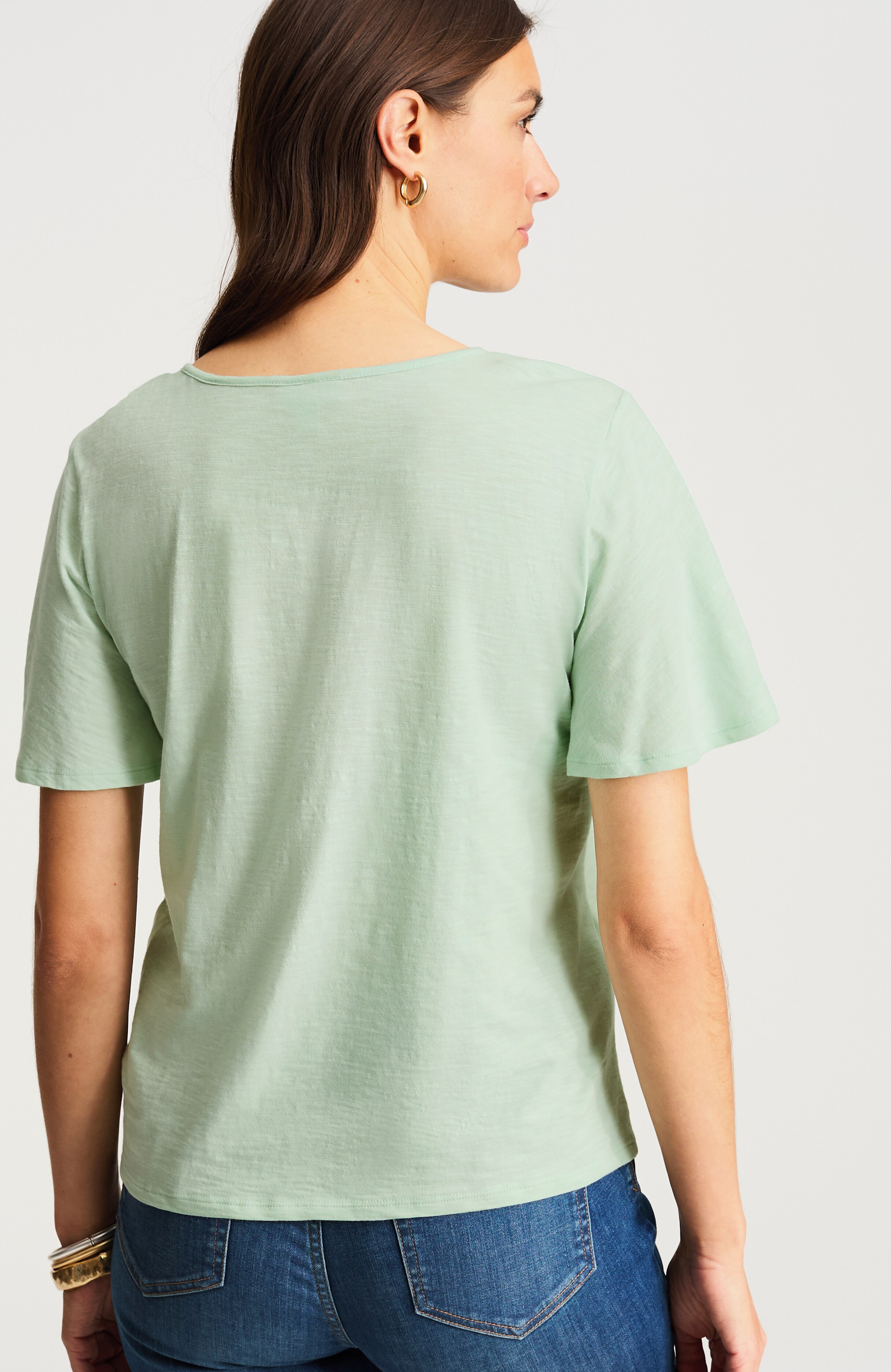 mixed-media short-sleeve top