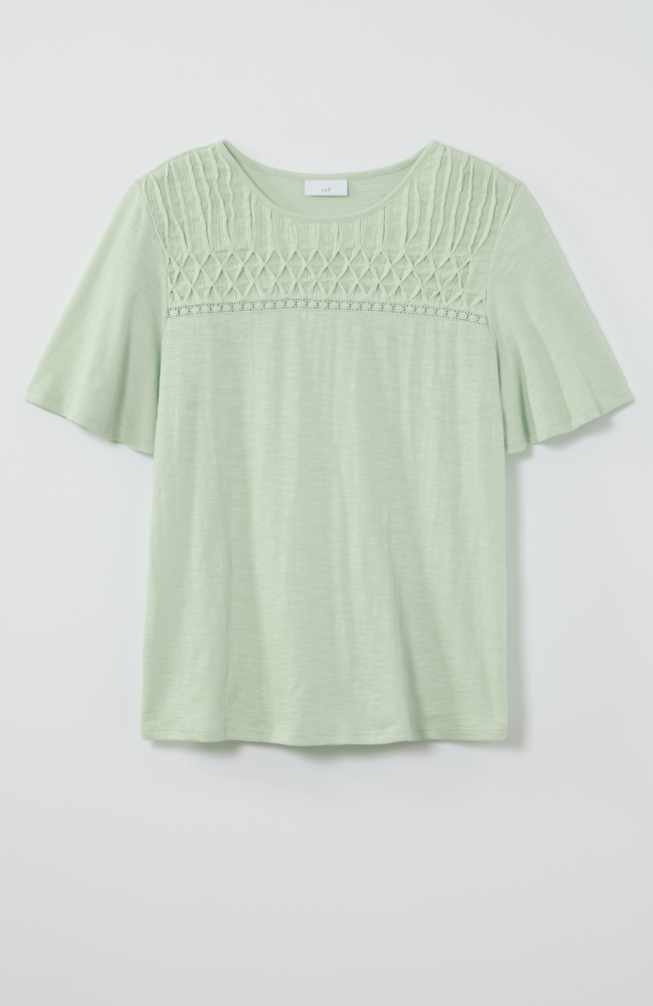 mixed-media short-sleeve top