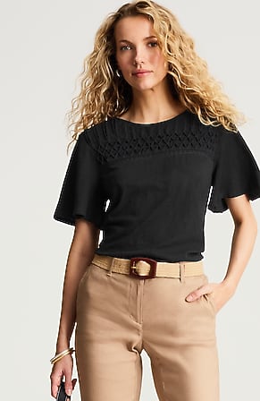 Image for Mixed-Media Short-Sleeve Top