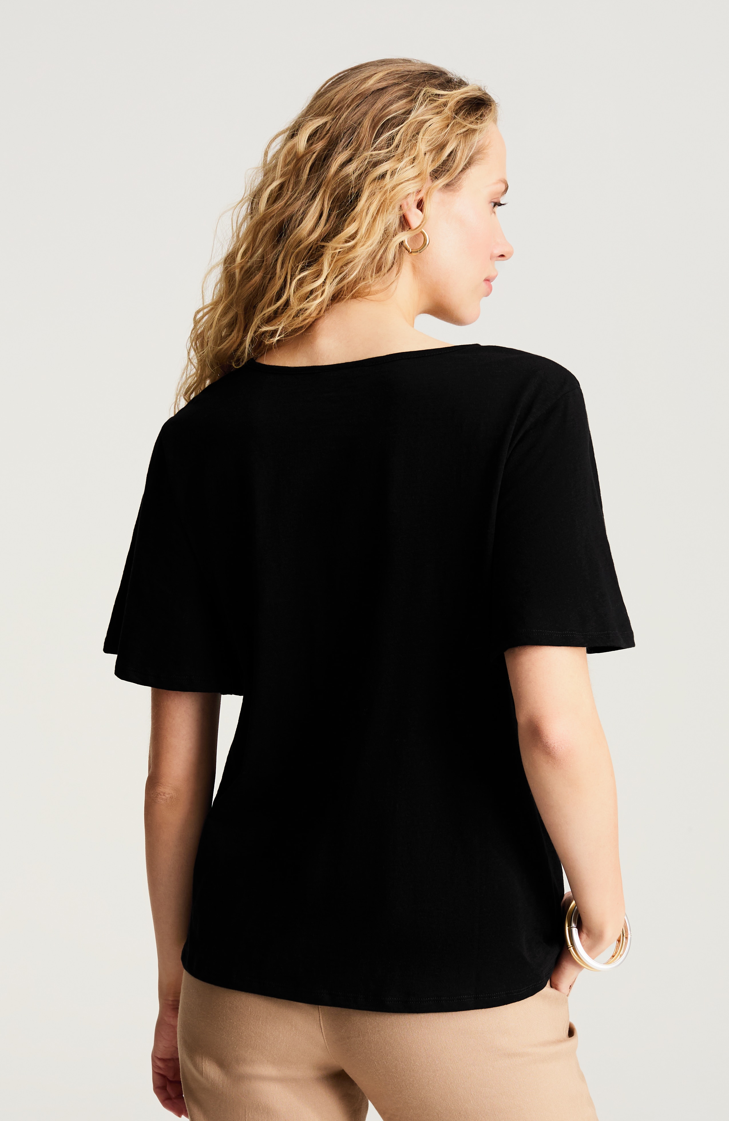 mixed-media short-sleeve top