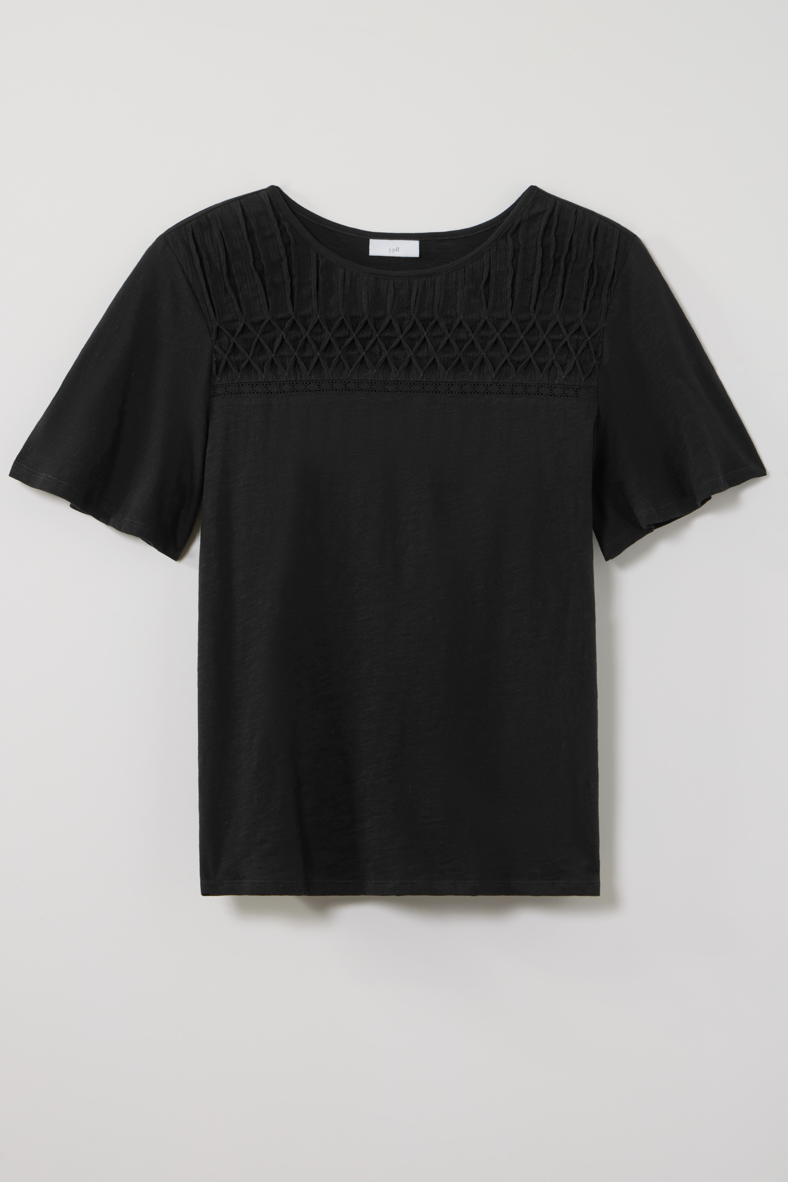 mixed-media short-sleeve top