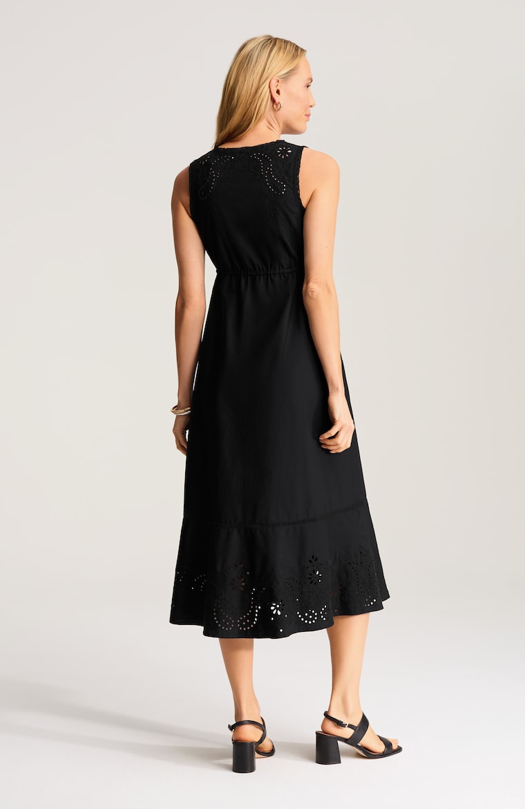 black eyelet midi dress The Noelle fit and simplicity Merlette | Women's Paradis Eyelet