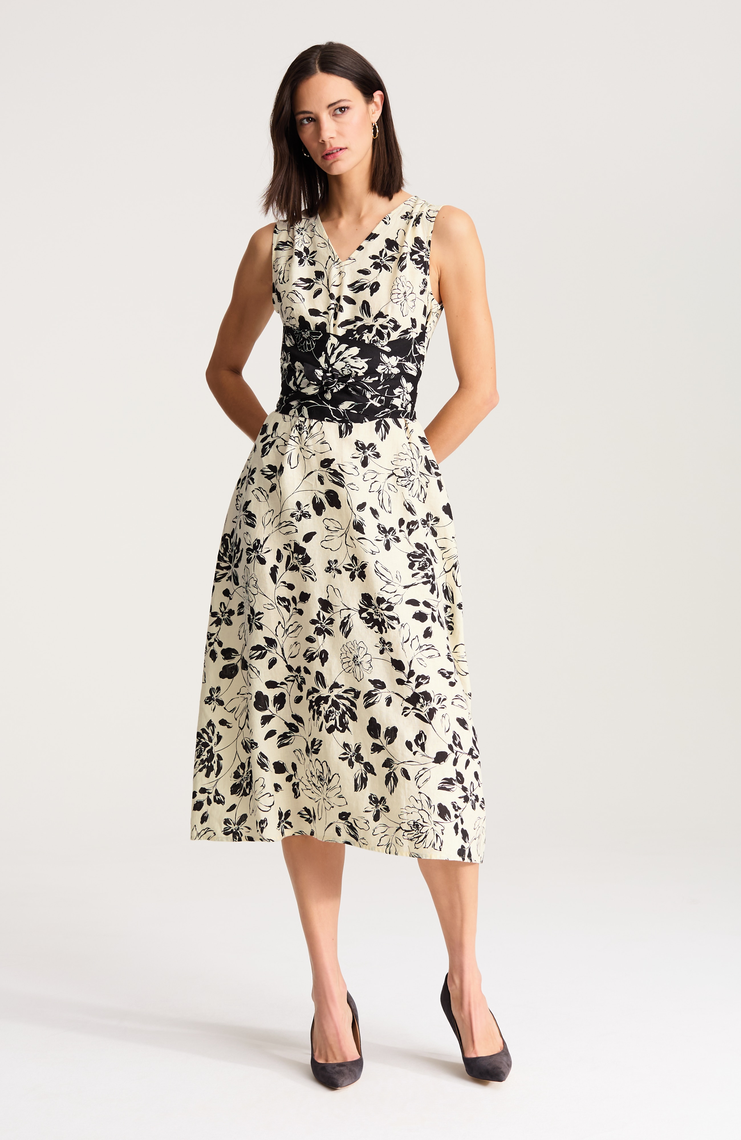 linen wrap-front dress