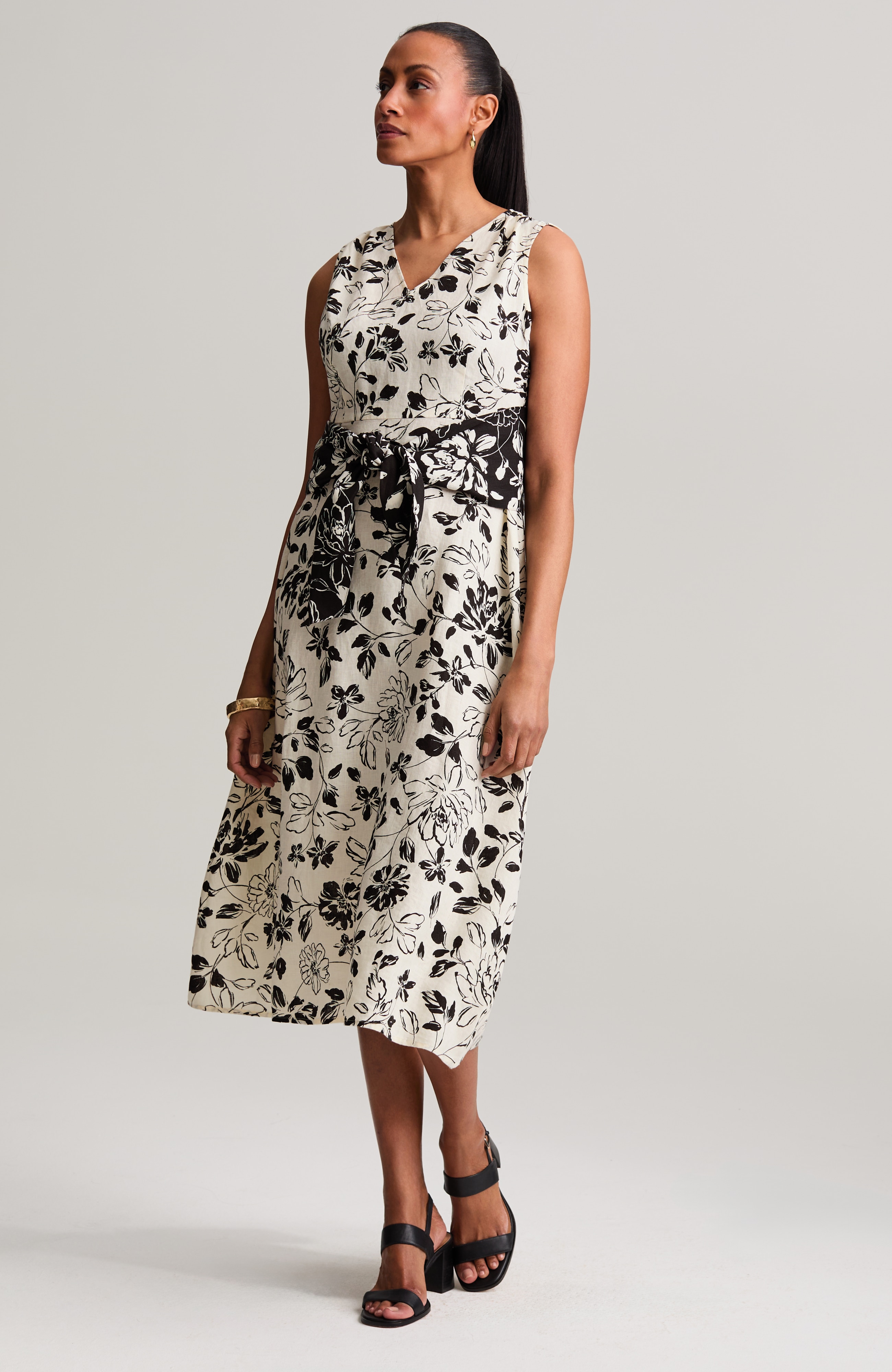 linen wrap-front dress