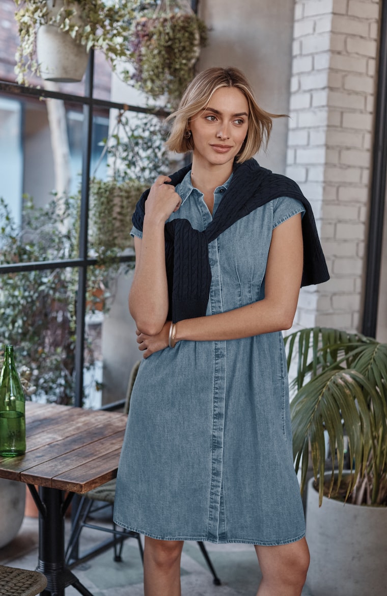 j jill denim dress J. Jill Womens Size 1X Denim Dress Button Southwest Short Sleeve Blue Jean