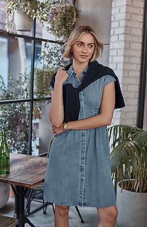 Image for Indigo Darted-Waist Dress