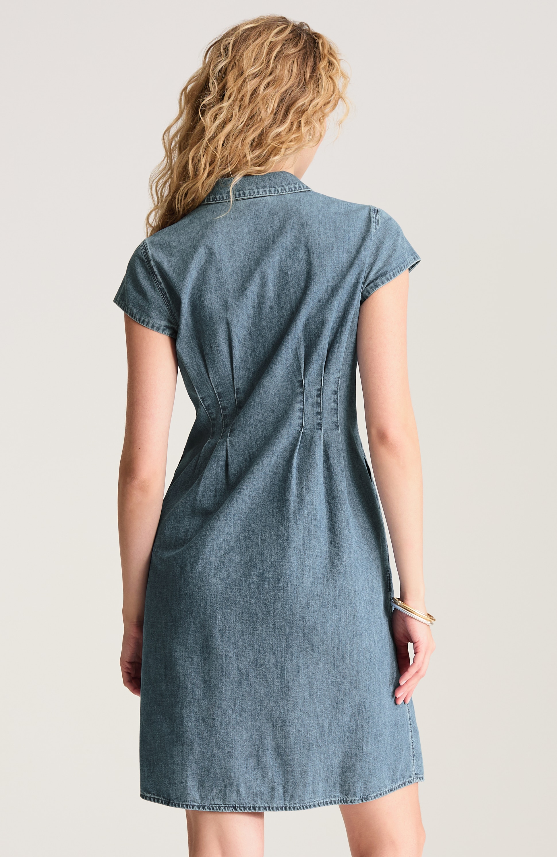 indigo darted-waist dress