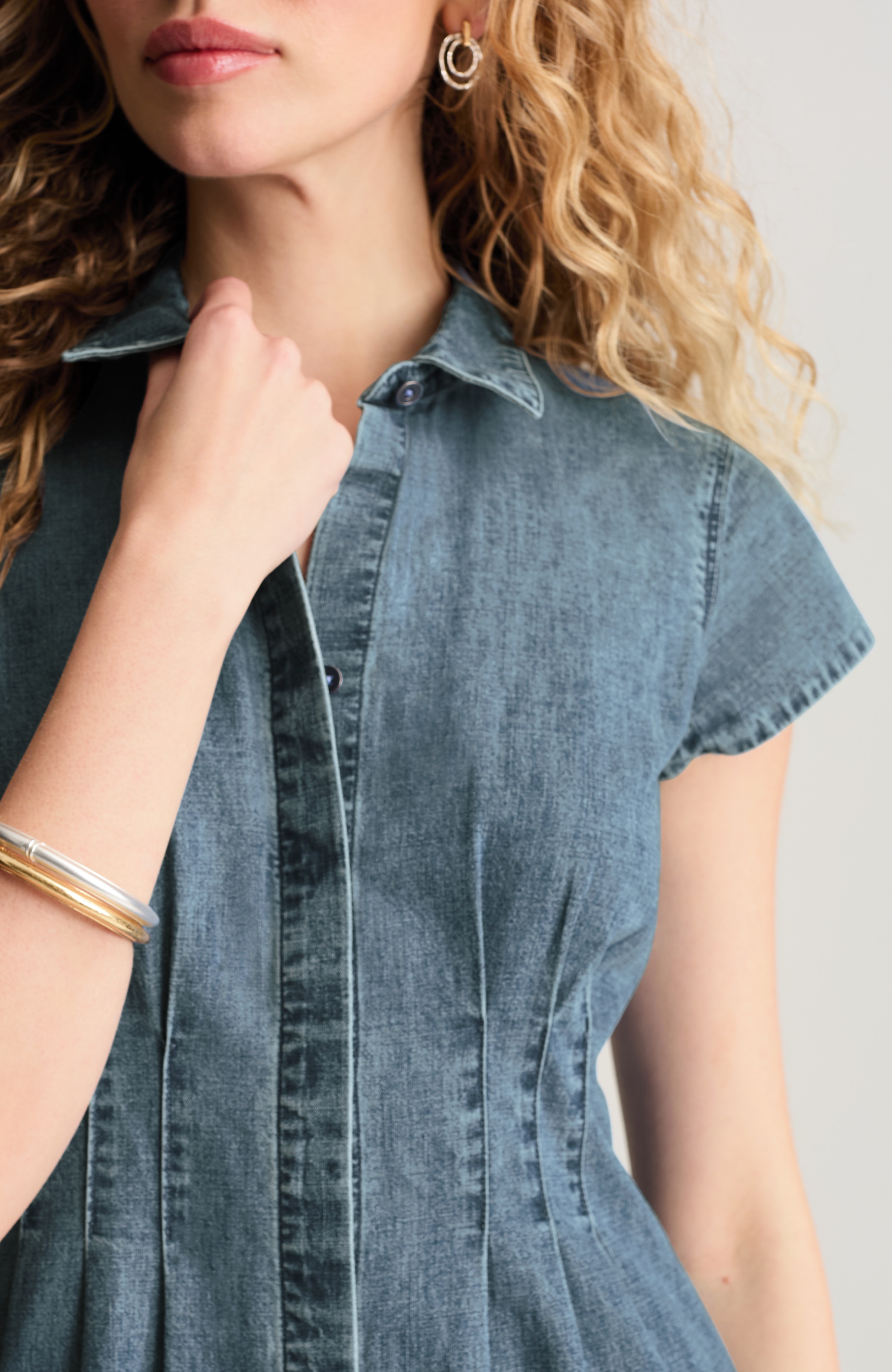 indigo darted-waist dress