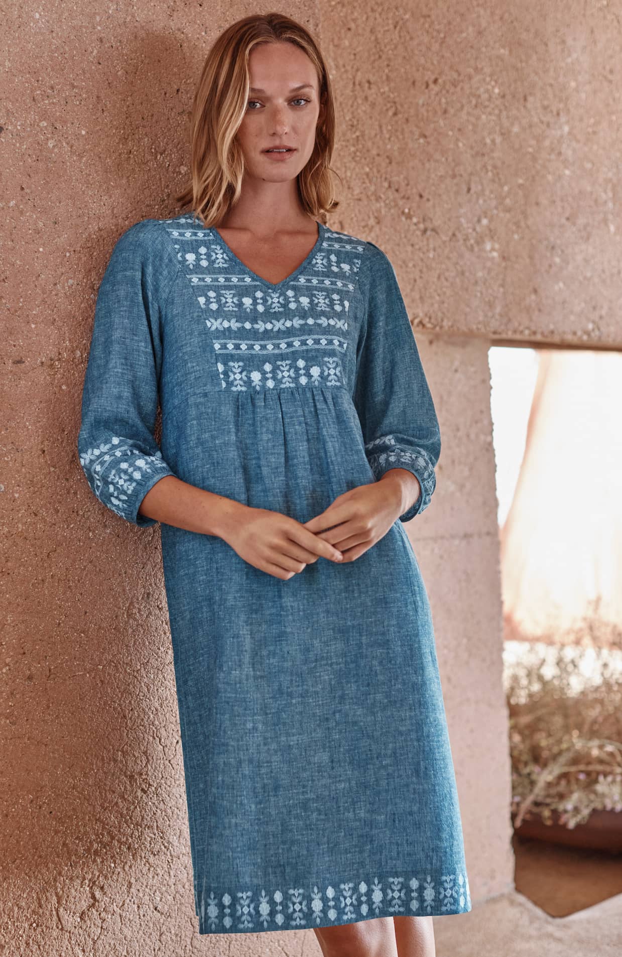 j jill embroidered dress EMBROIDERED SHIRTDRESS