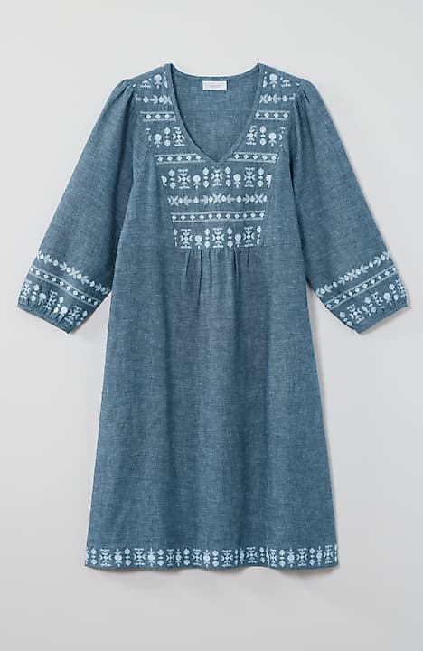 Pure Jill Embroidered Linen-Blend Dress | JJill